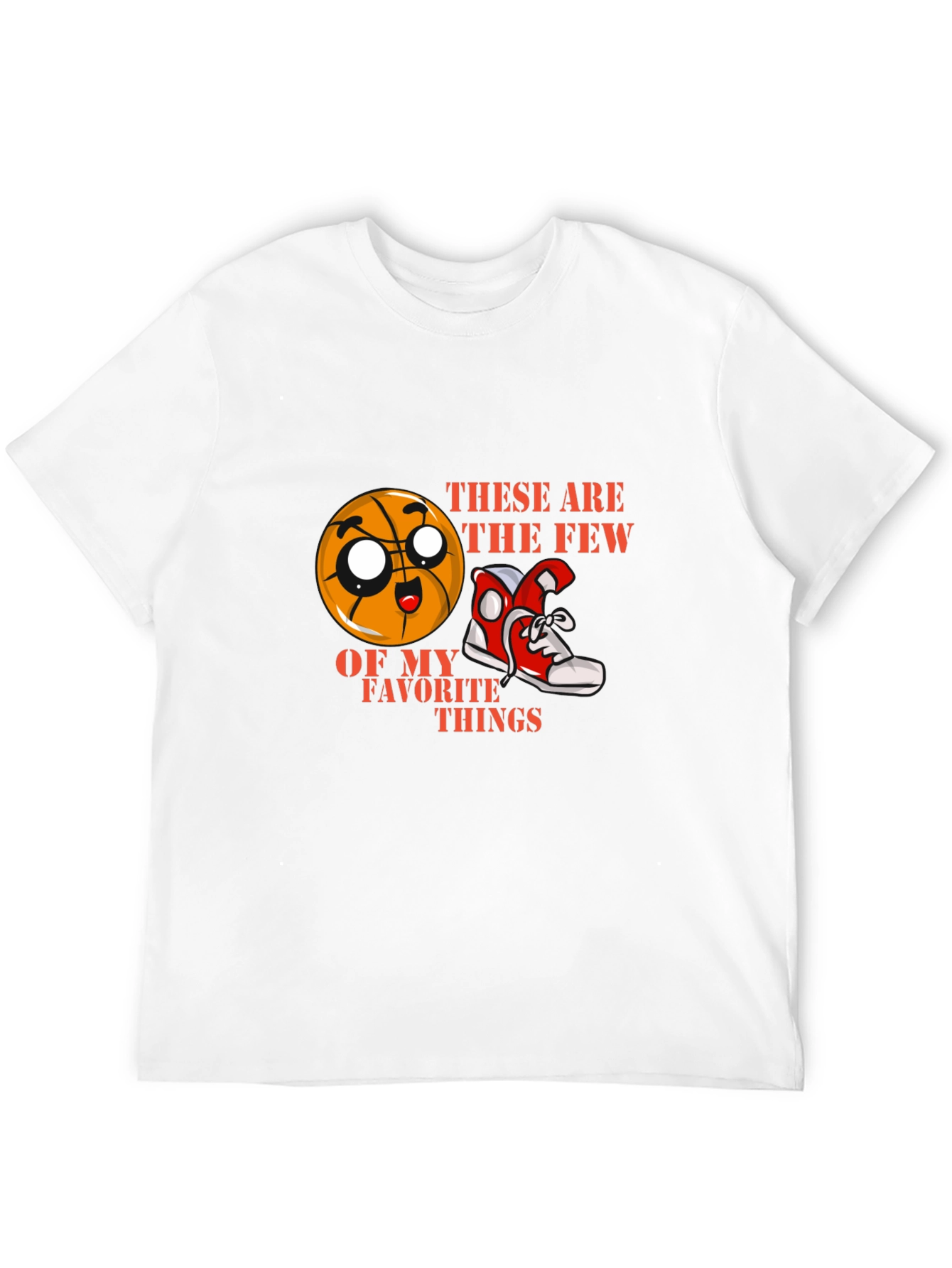 Cartoon Basketball and Sneaker Graphic Tee