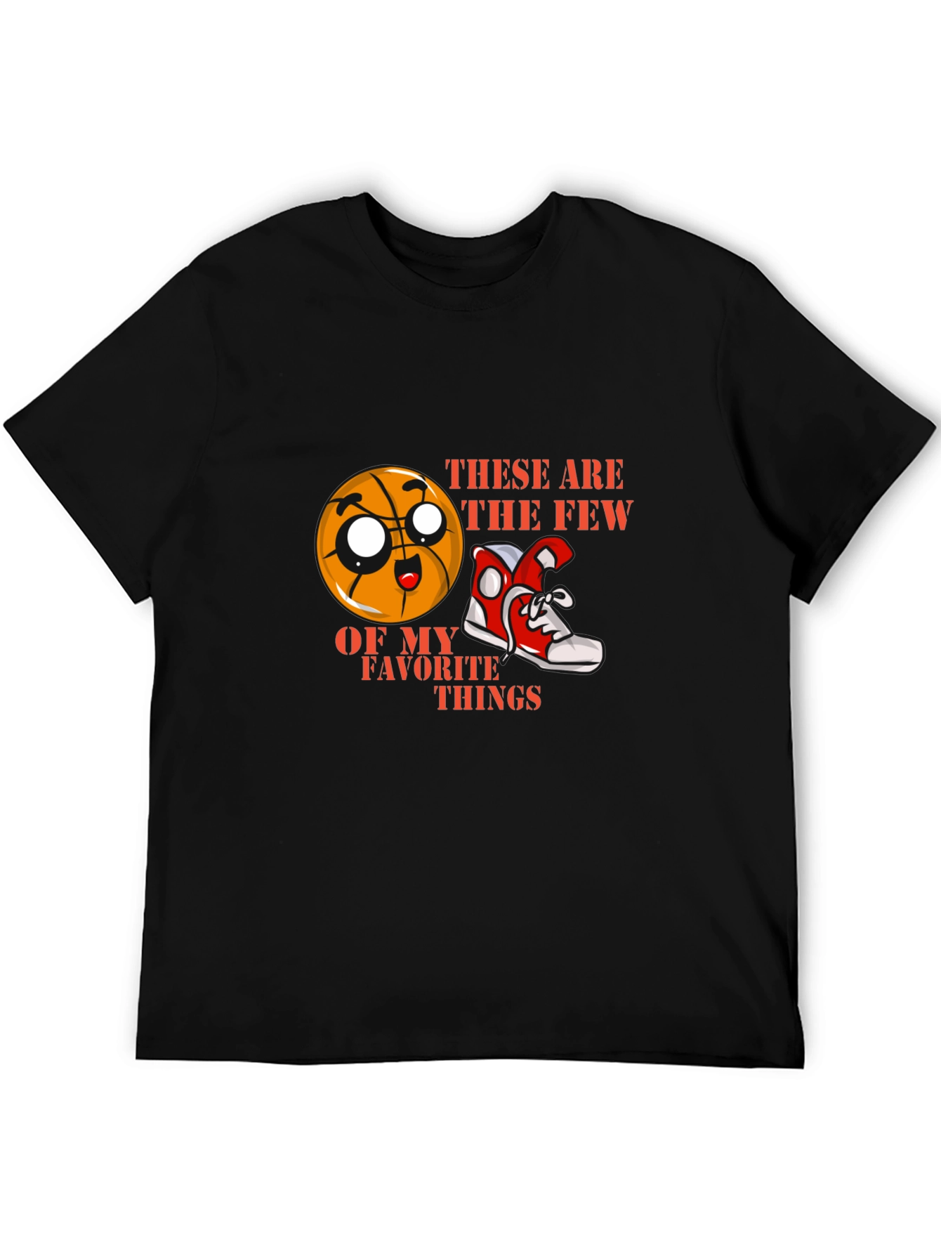 Cartoon Basketball and Sneaker Graphic Tee