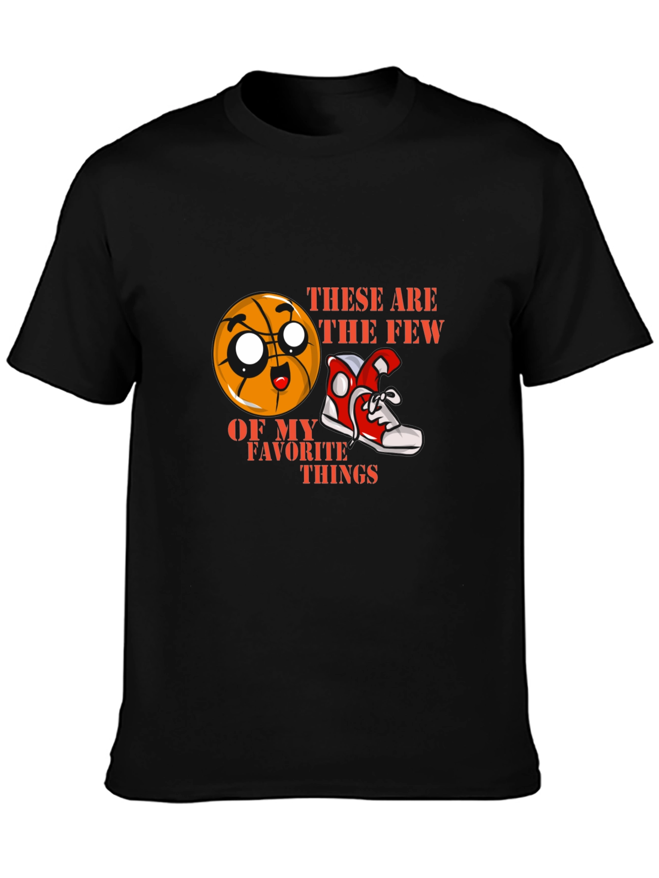 Cartoon Basketball and Sneaker Graphic Tee