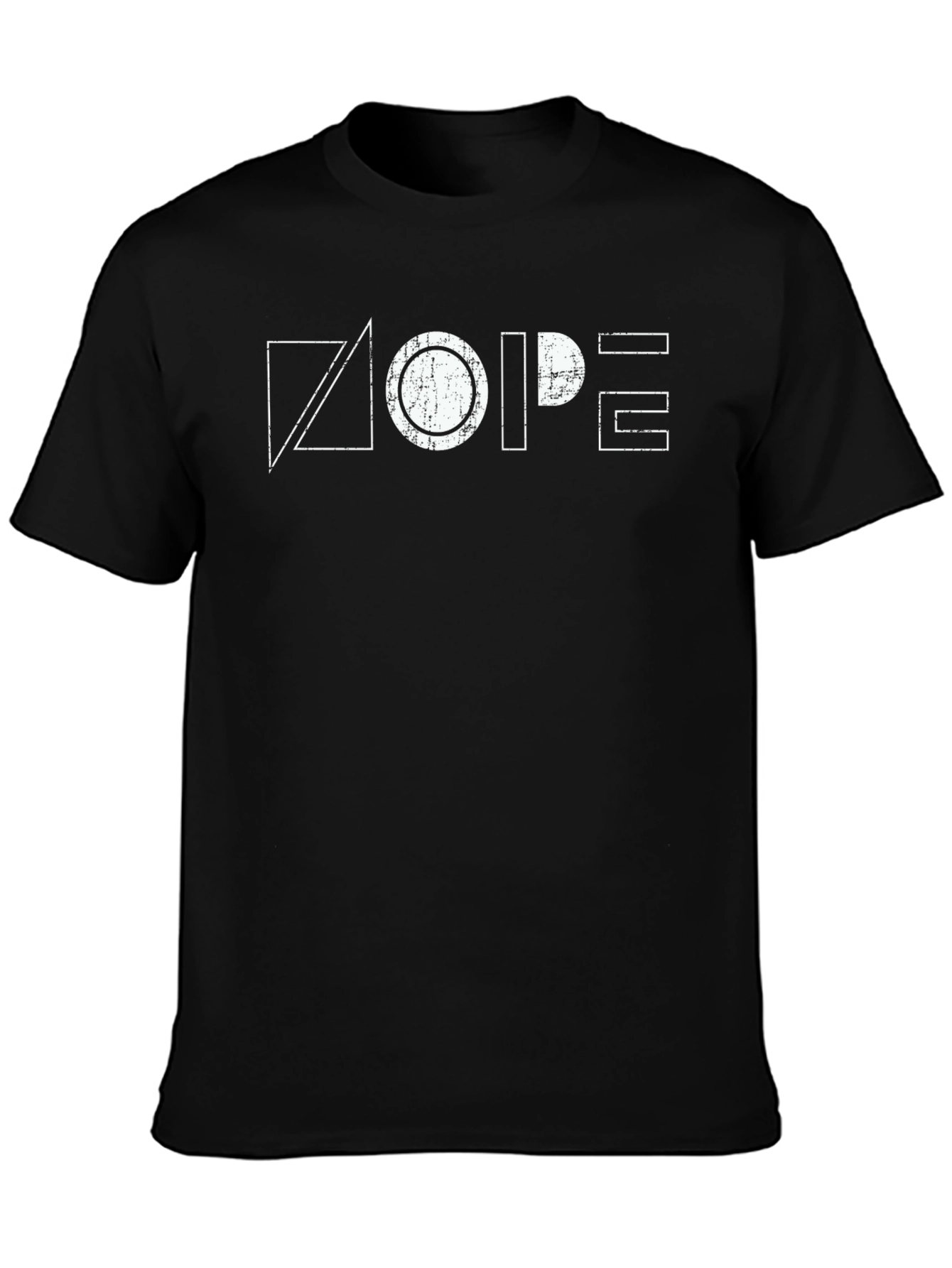 Geometric Nope Graphic Black T-Shirt