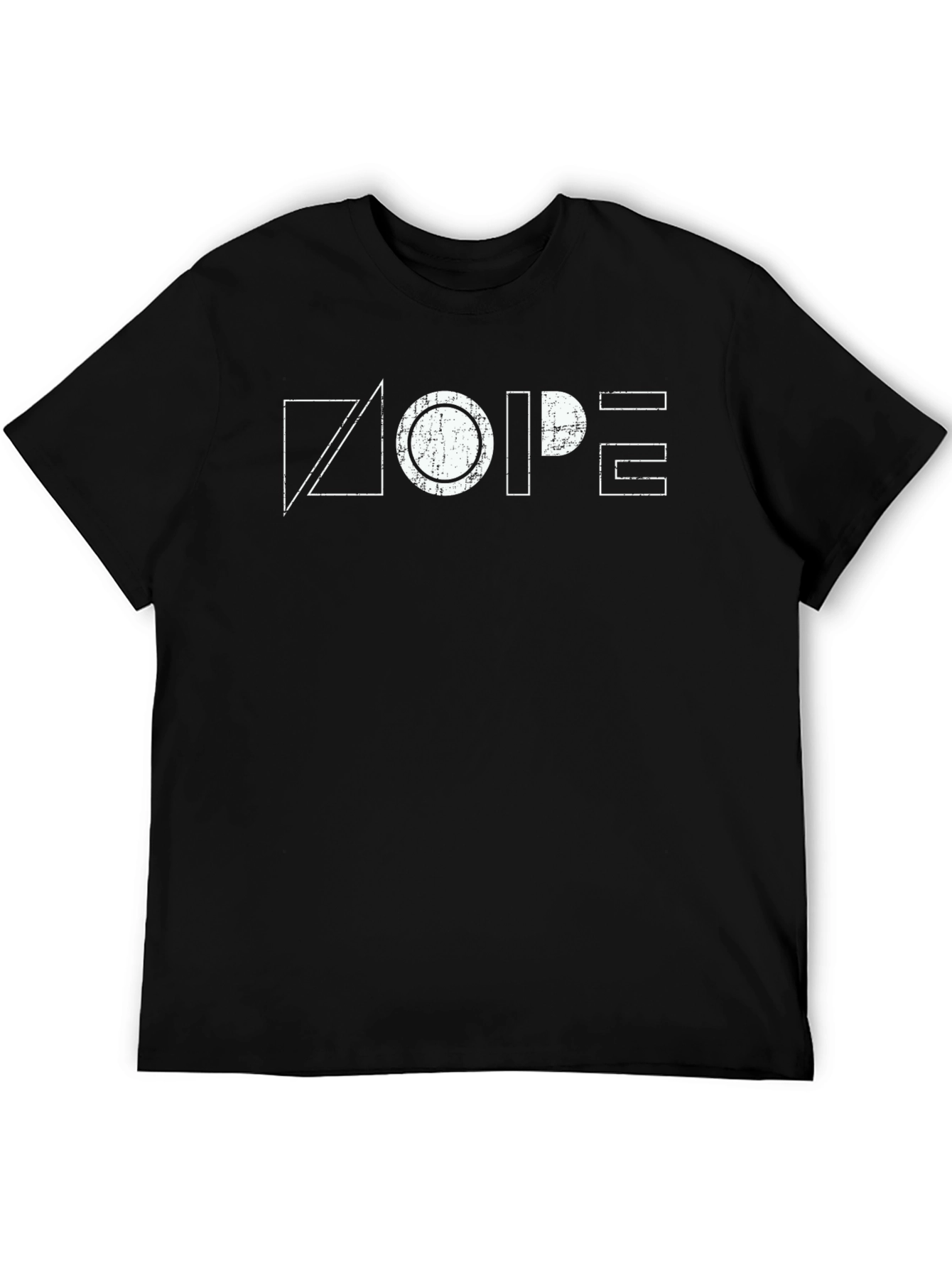 Geometric Nope Graphic Black T-Shirt