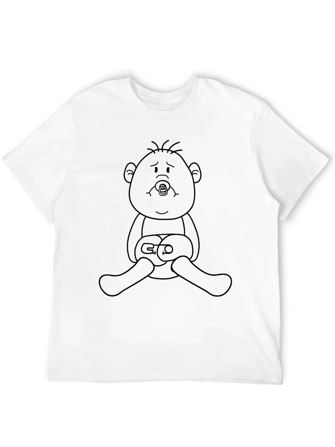 Sad Baby Cartoon Black T-Shirt