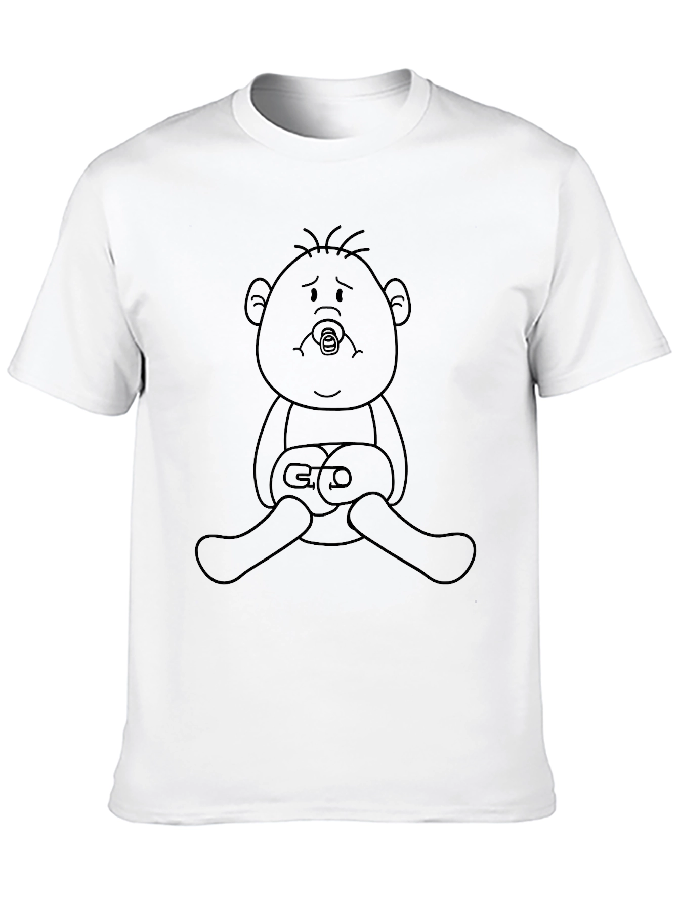 Sad Baby Cartoon Black T-Shirt