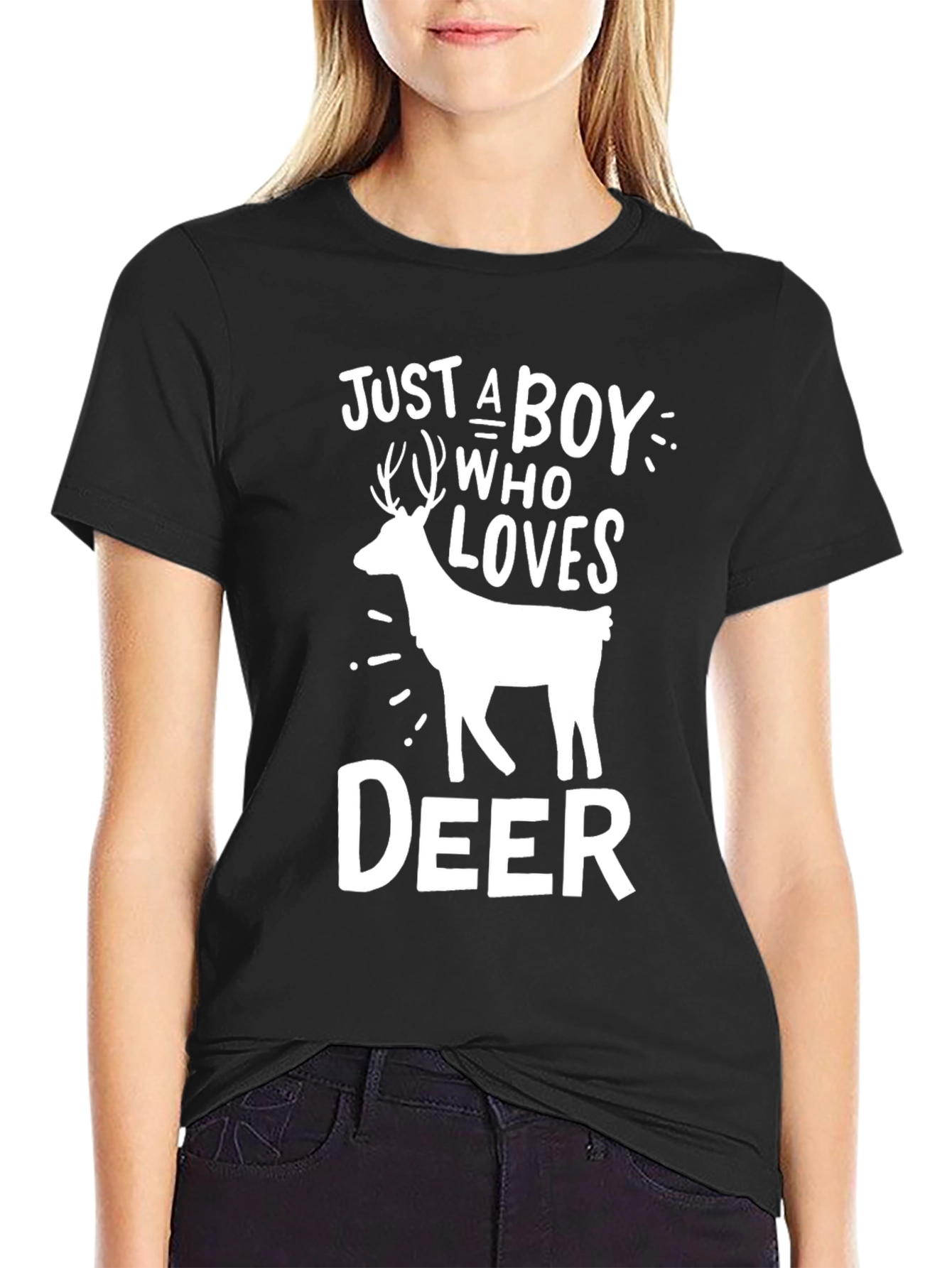 Just A Boy Who Loves Deer Graphic T-Shirt