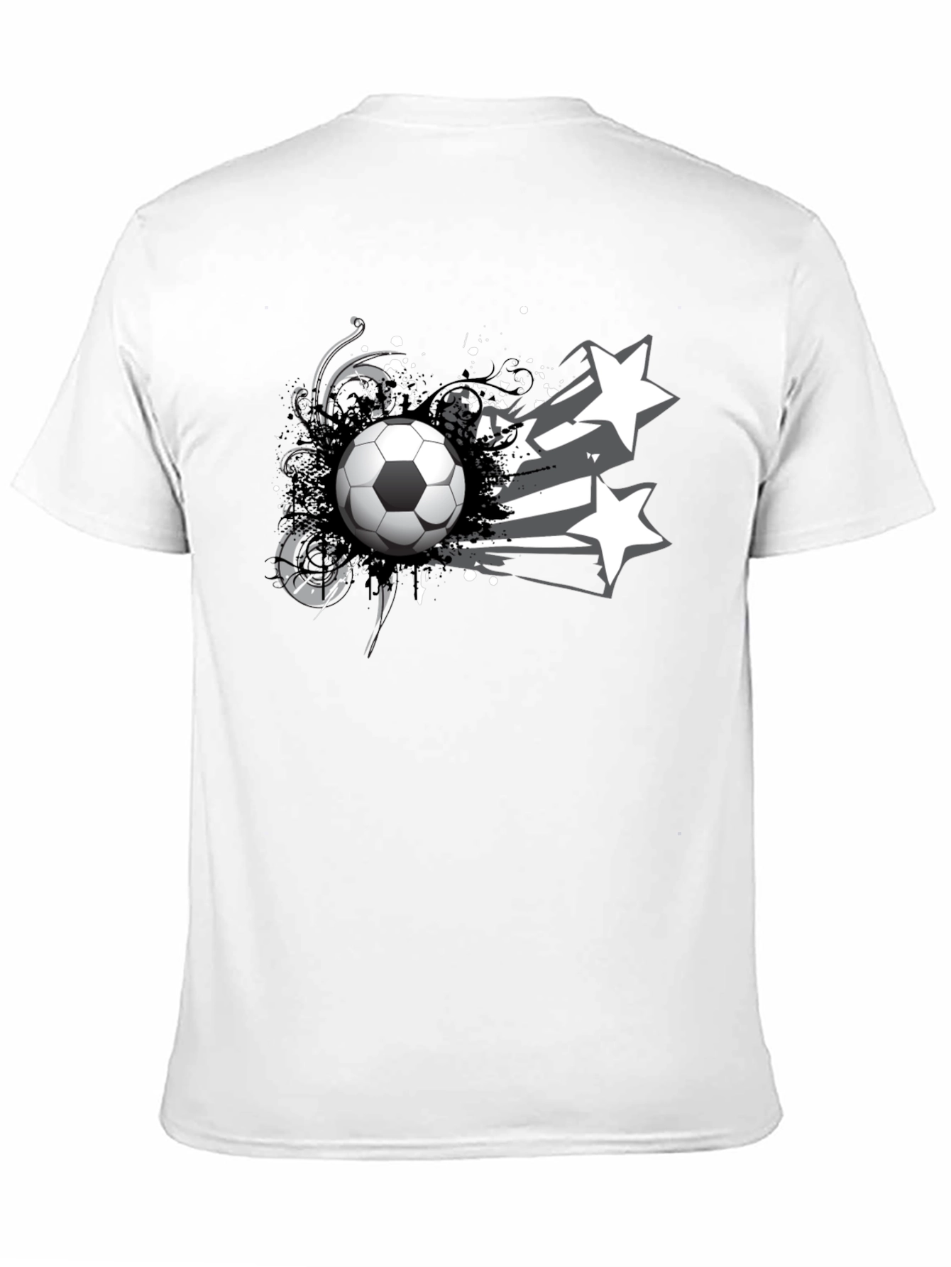 Soccer Ball & Stars Graphic Black T-Shirt