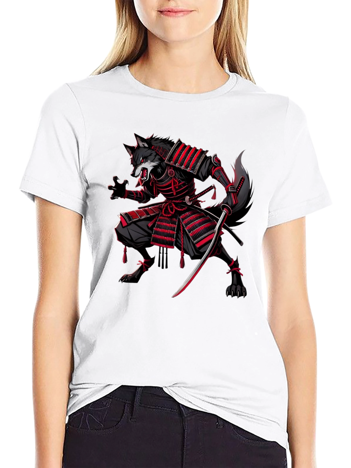 Samurai Wolf Graphic Tee - Fierce Style
