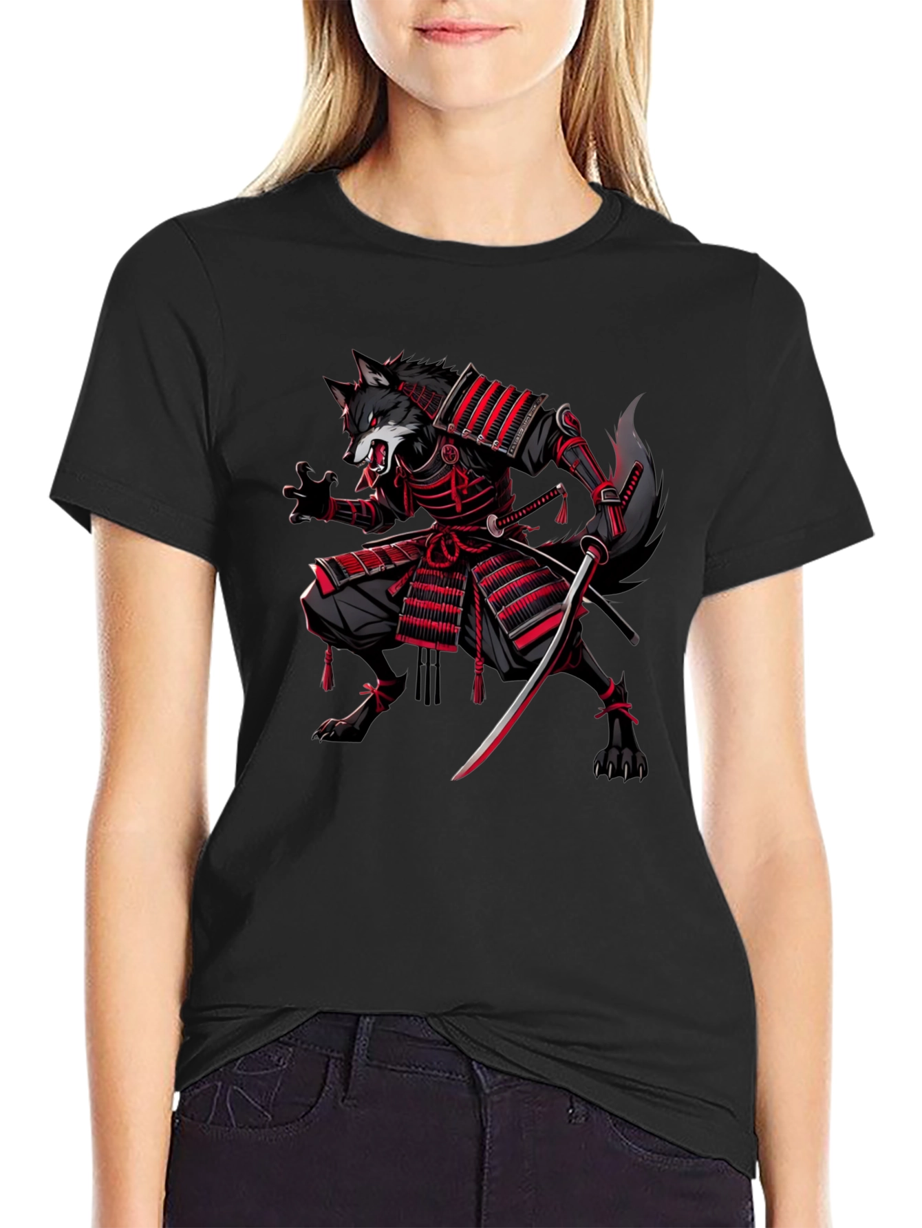Samurai Wolf Graphic Tee - Fierce Style