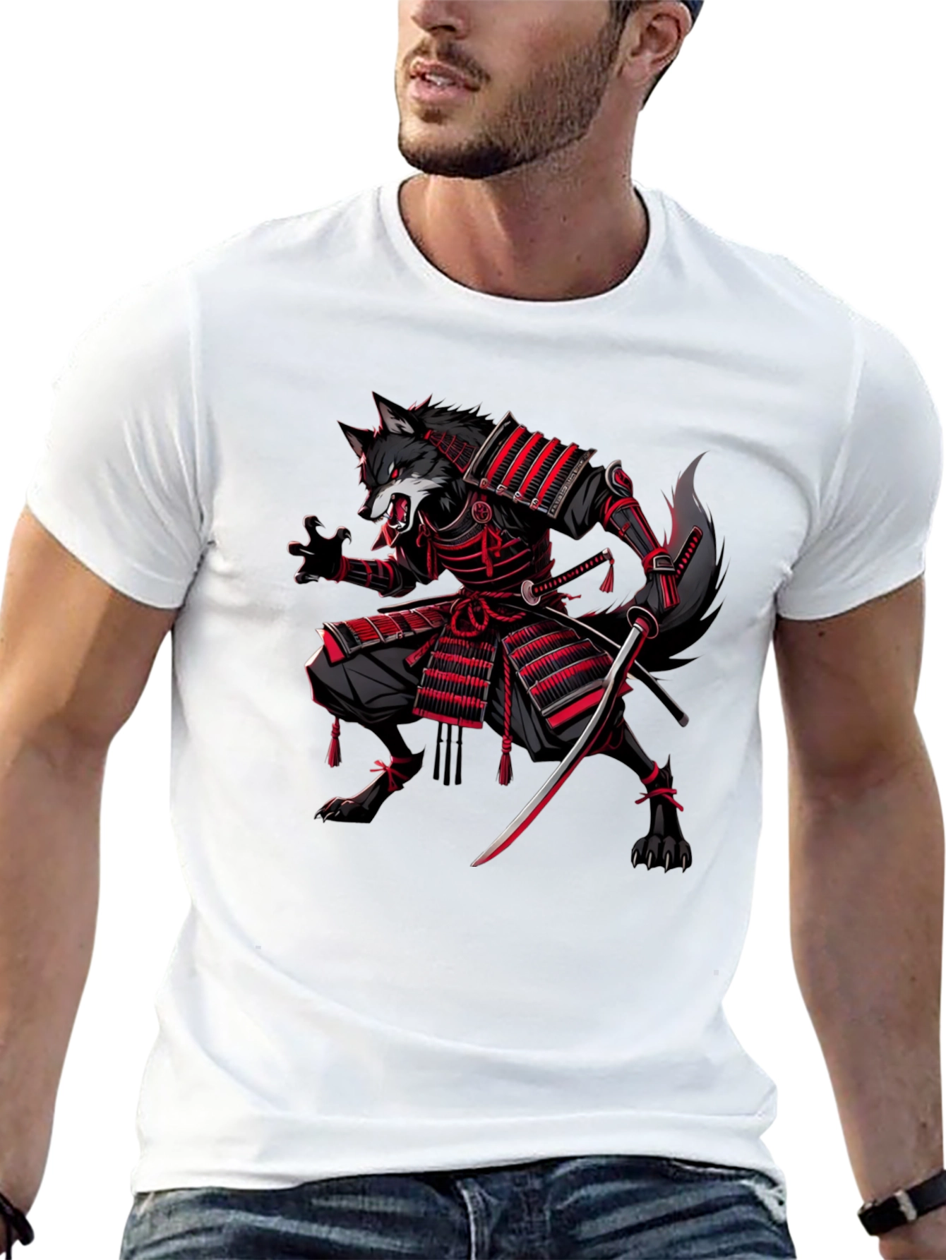 Samurai Wolf Graphic Tee - Fierce Style