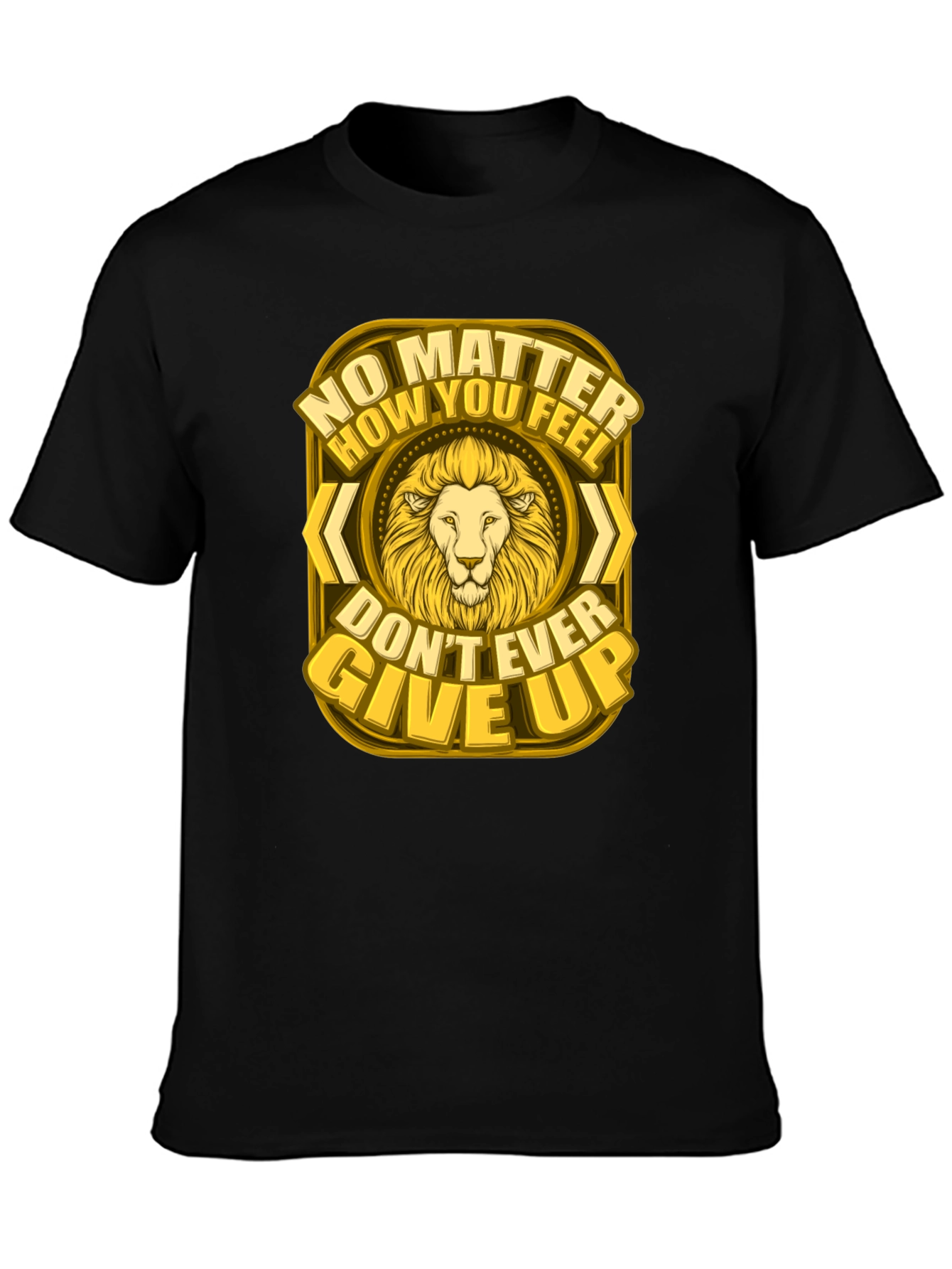 Lion Graphic Tee - Never Give Up Motivational Shirt