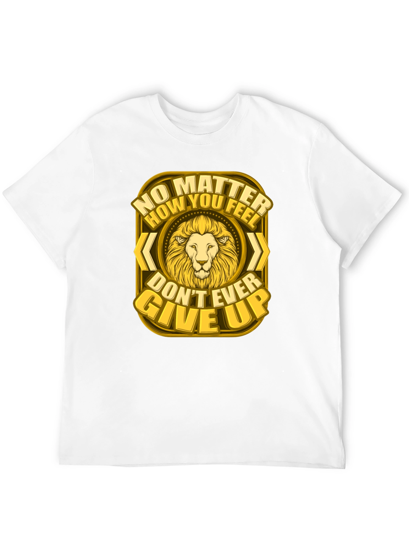 Lion Graphic Tee - Never Give Up Motivational Shirt