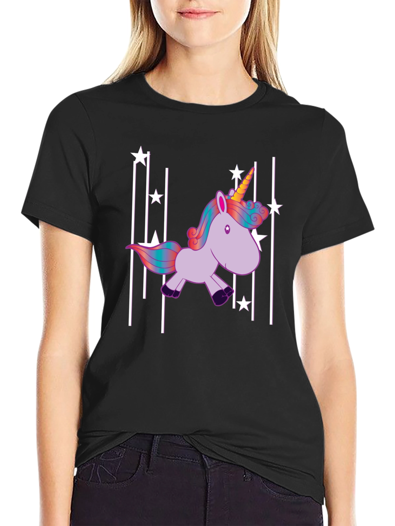 Unicorn Stars Black T-Shirt