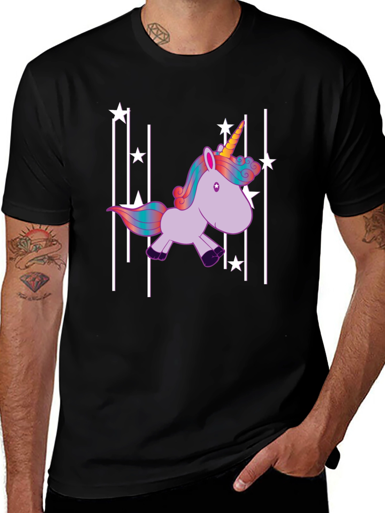 Unicorn Stars Black T-Shirt