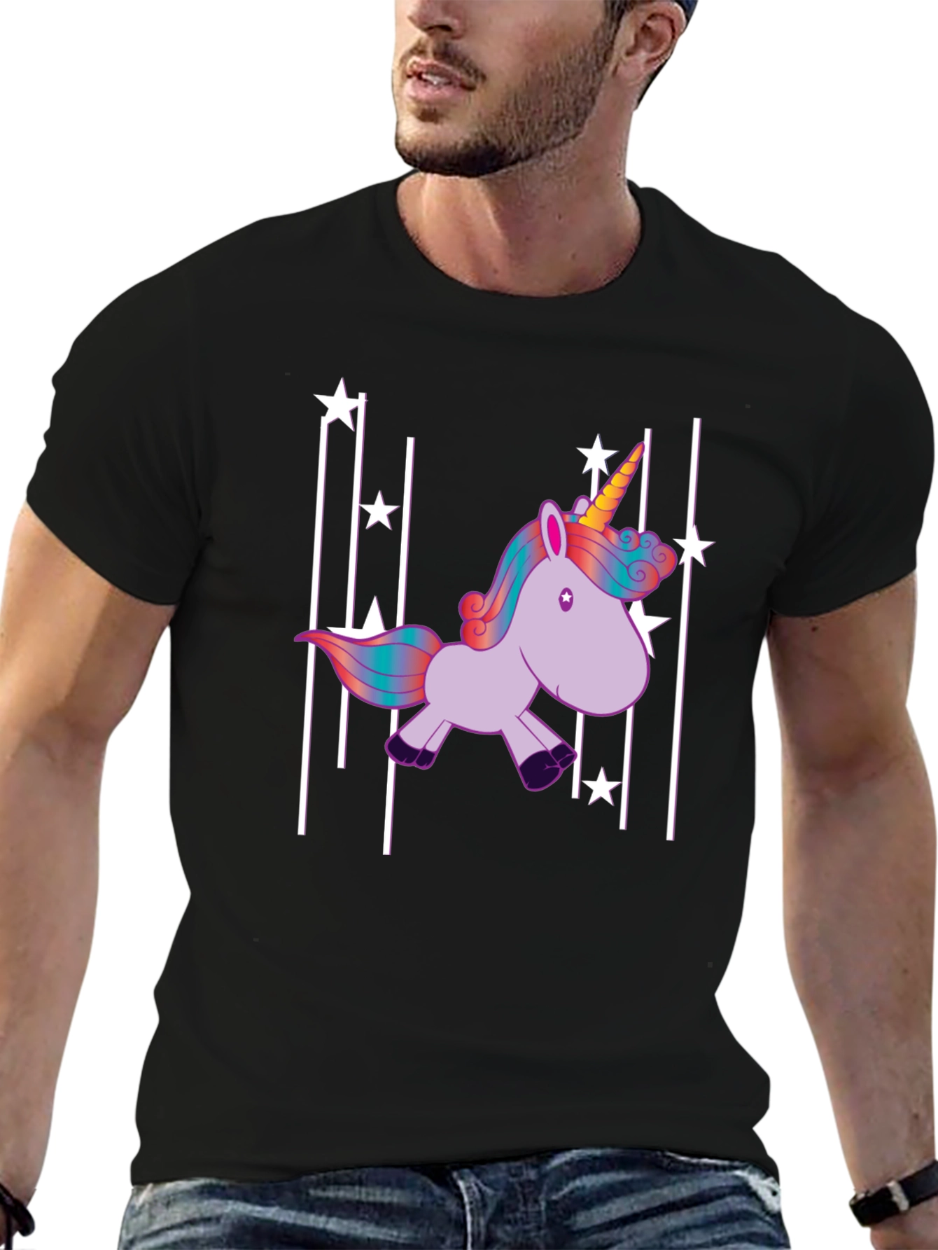 Unicorn Stars Black T-Shirt