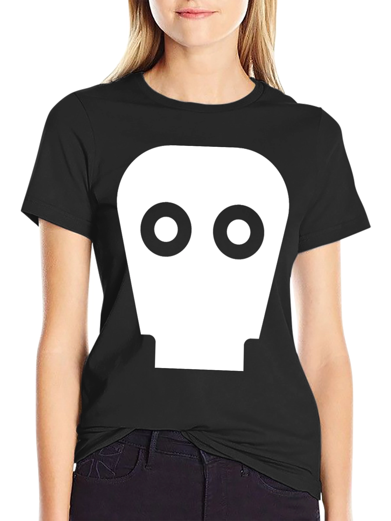 Retro Robot Head Graphic Tee - Black