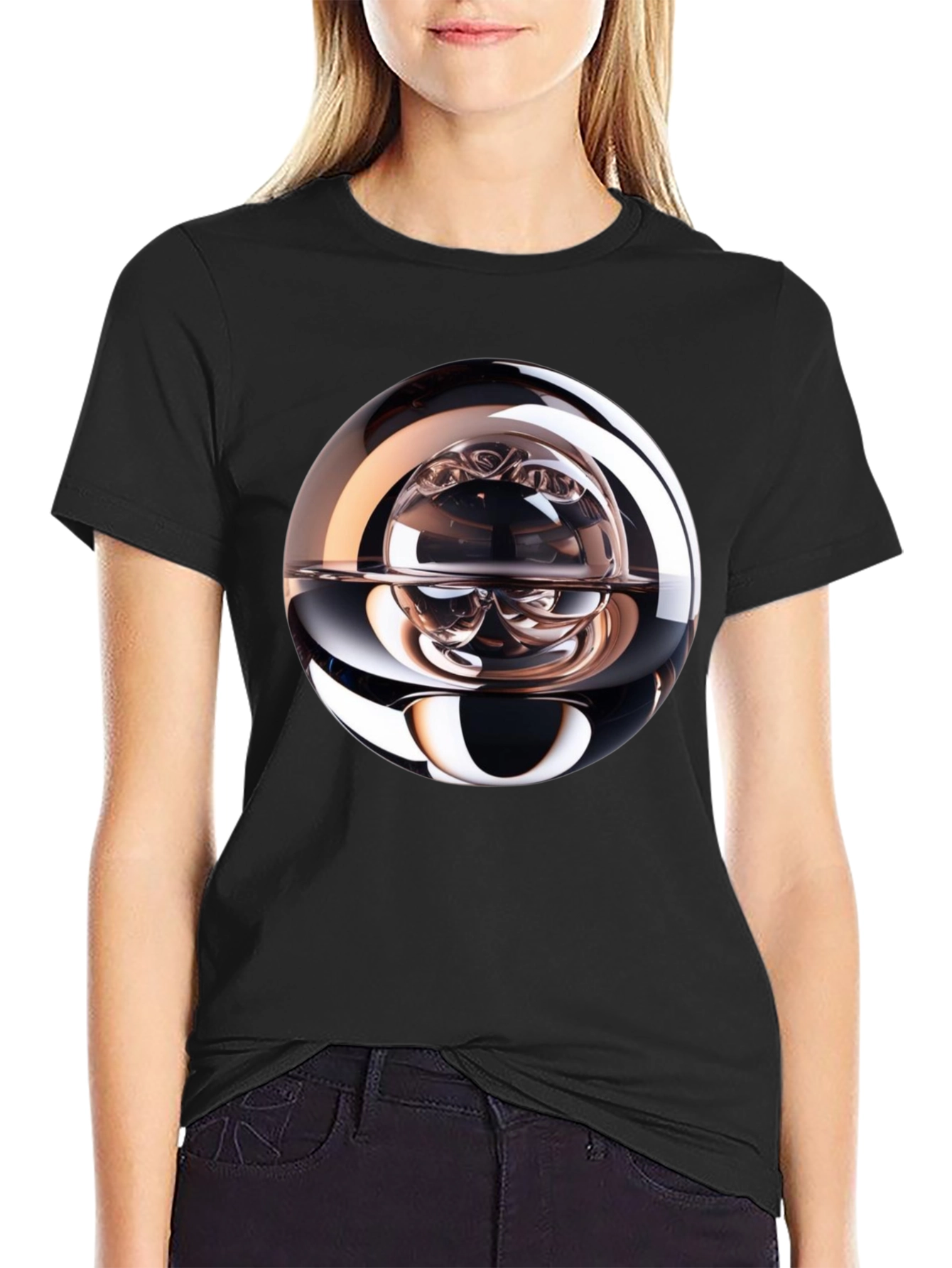 Abstract Sphere Graphic Tee - Modern Black T-Shirt