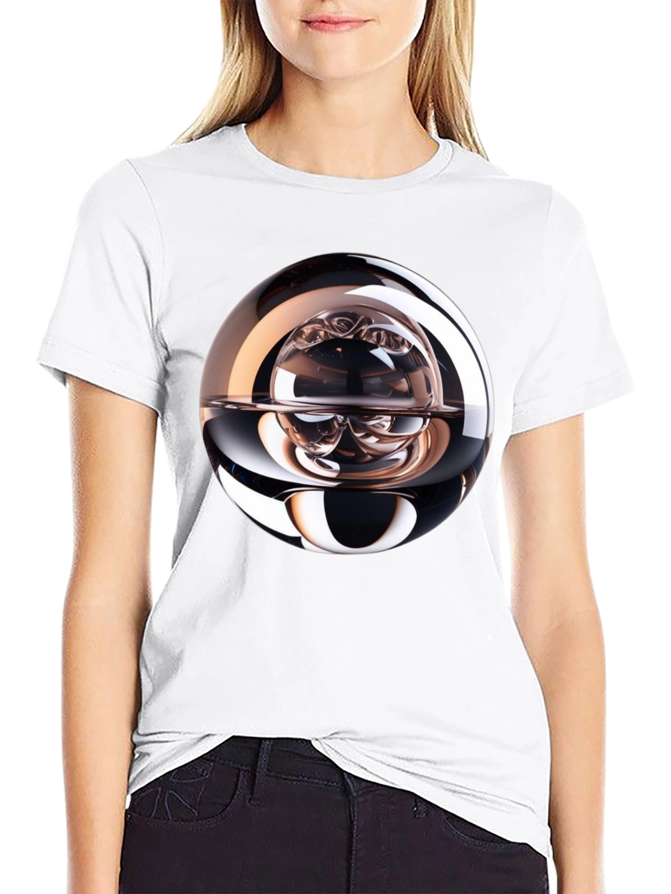 Abstract Sphere Graphic Tee - Modern Black T-Shirt