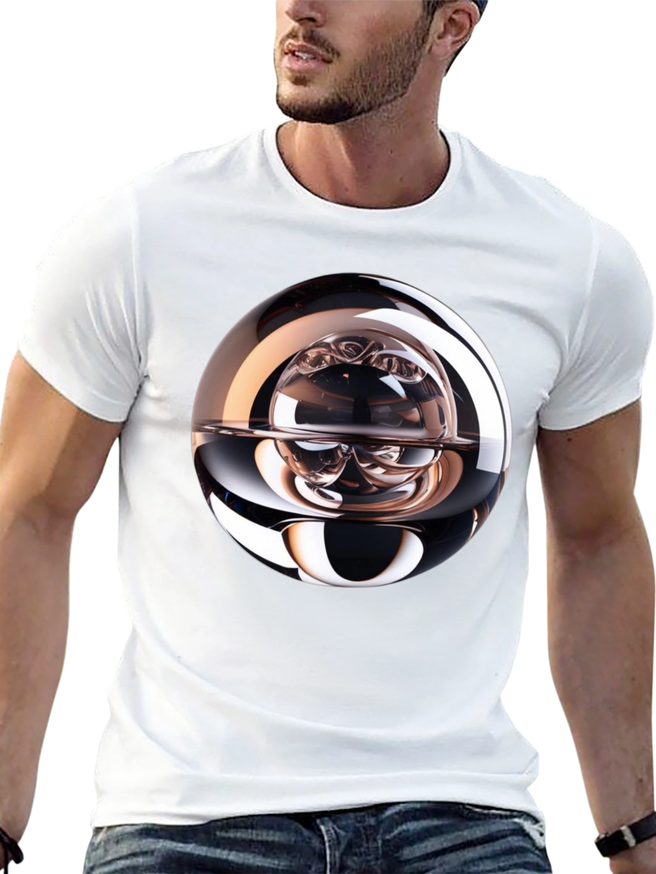 Abstract Sphere Graphic Tee - Modern Black T-Shirt