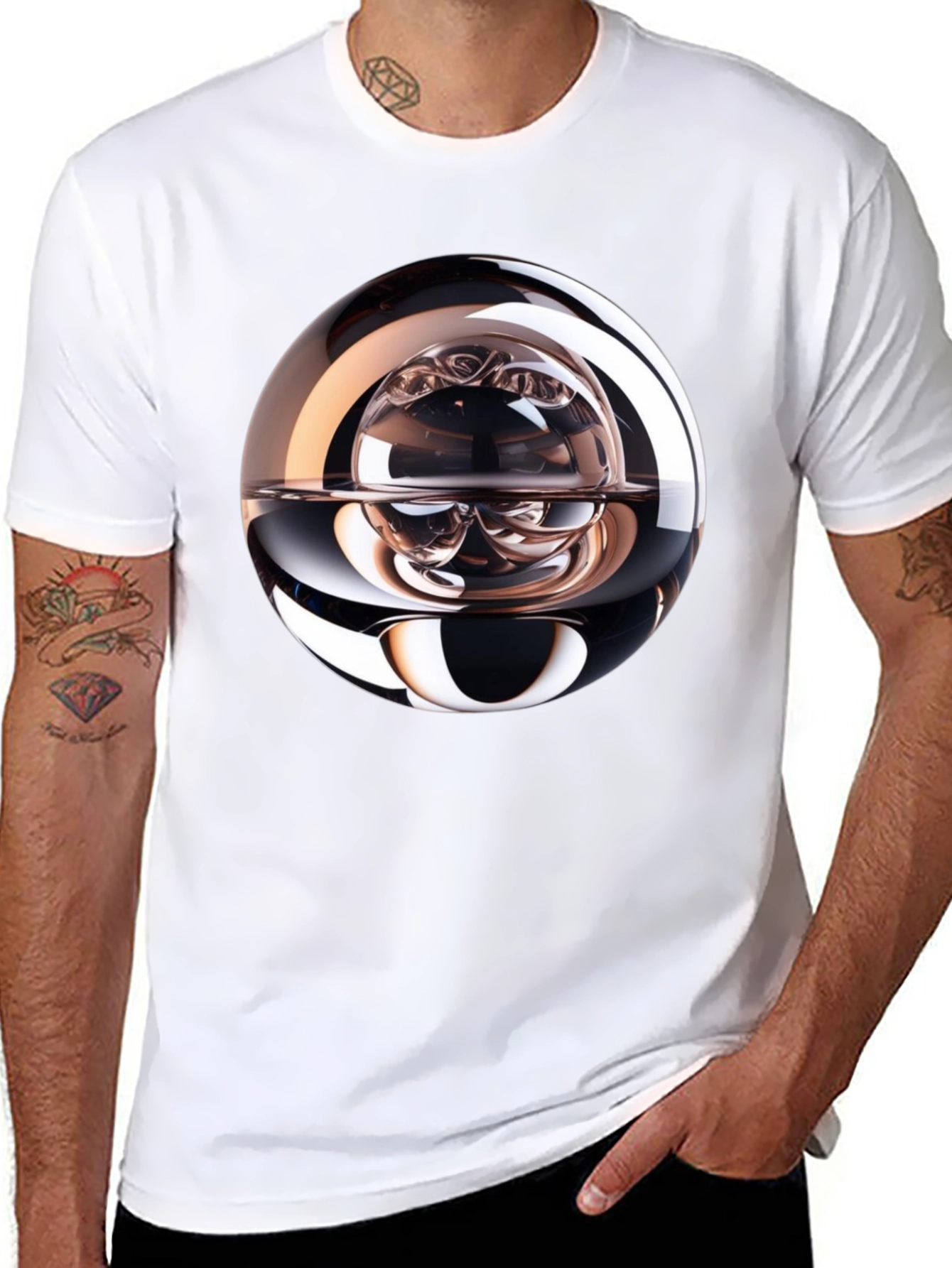Abstract Sphere Graphic Tee - Modern Black T-Shirt
