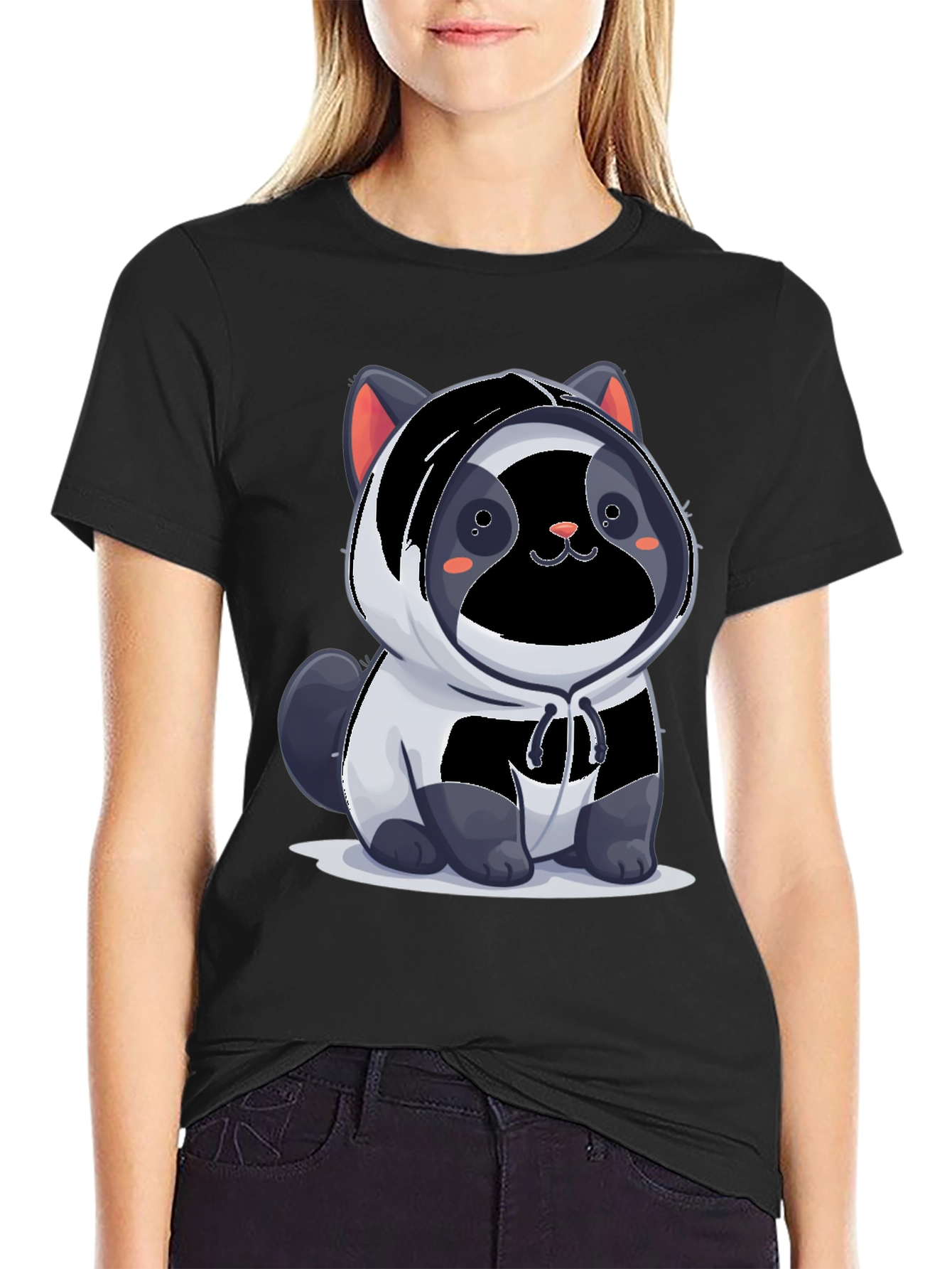 Cute Panda Cat Hoodie T-Shirt