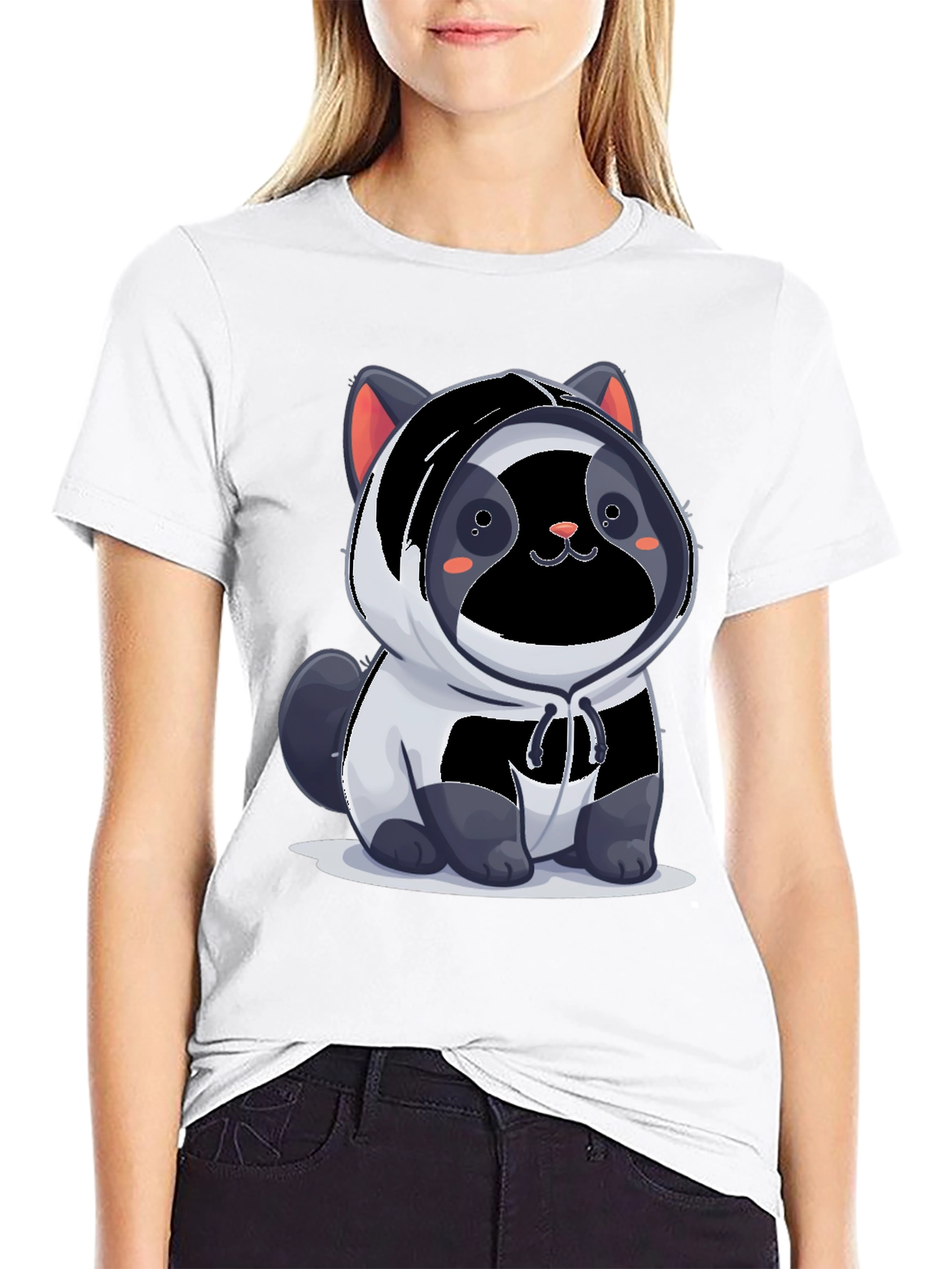Cute Panda Cat Hoodie T-Shirt