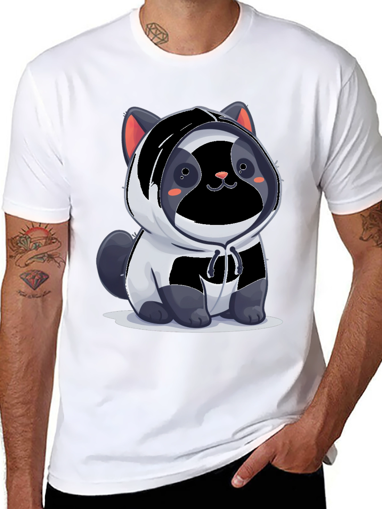 Cute Panda Cat Hoodie T-Shirt