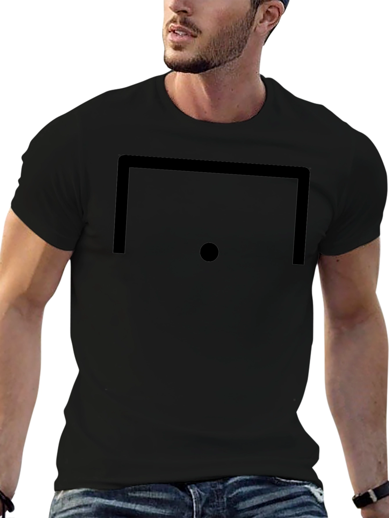 Minimalist Soccer Goal Graphic T-Shirt - Black