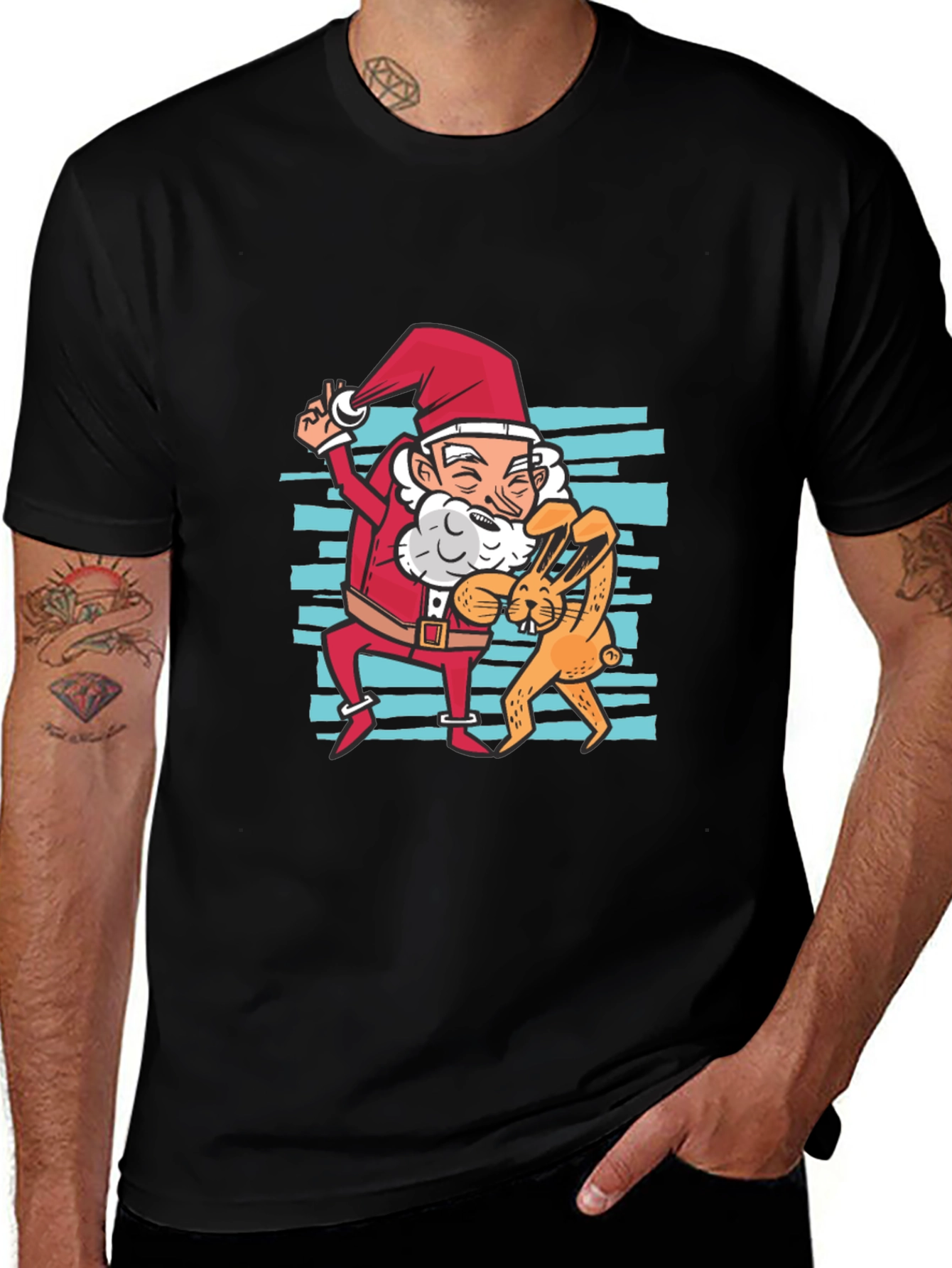 Santa & Bunny T-Shirt: Festive Holiday Fun