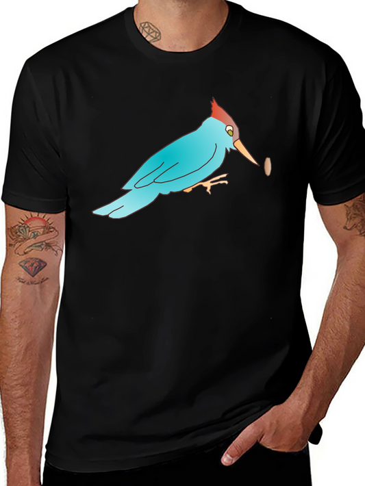 Bird with Bean Graphic Black T-Shirt