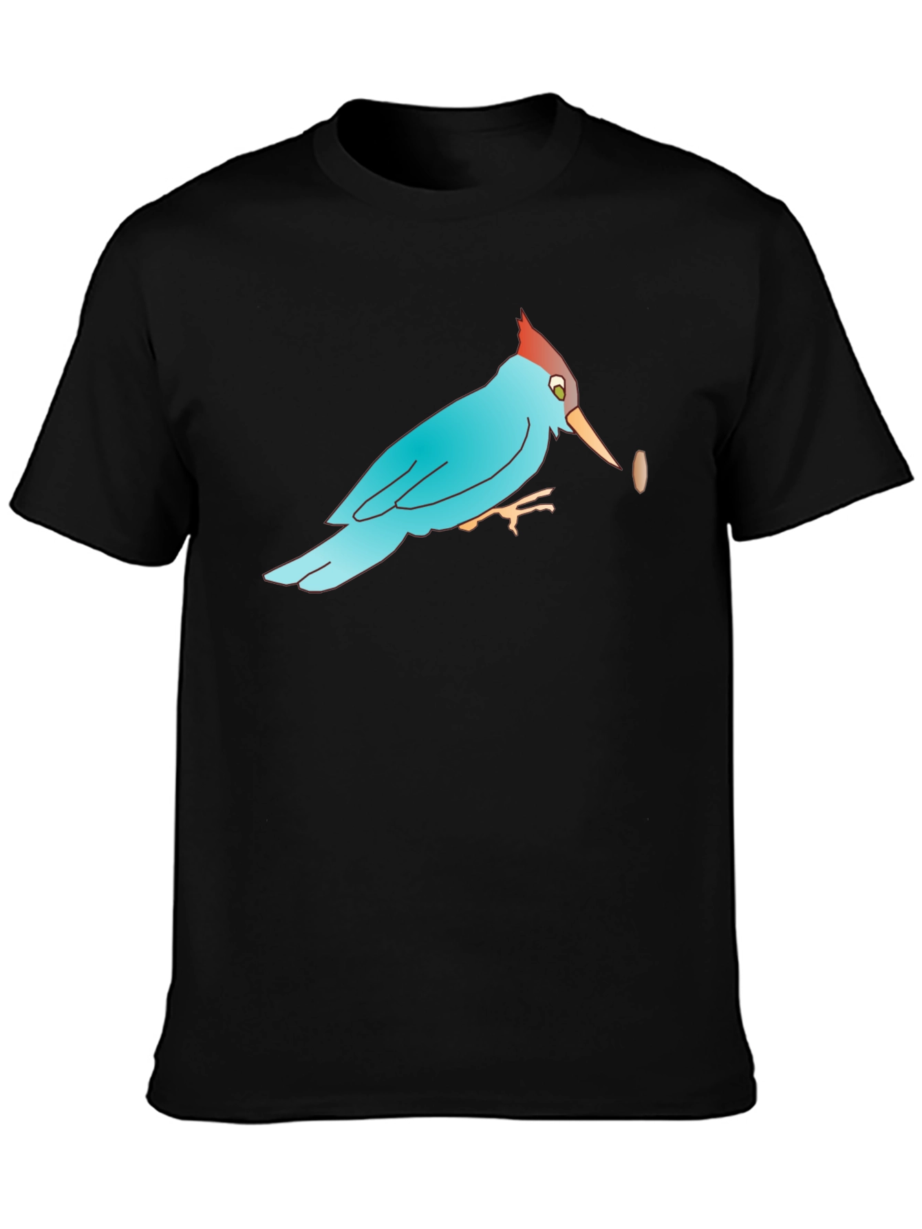 Bird with Bean Graphic Black T-Shirt