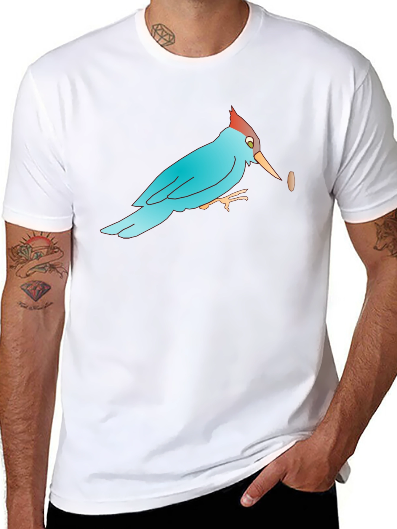 Bird with Bean Graphic Black T-Shirt