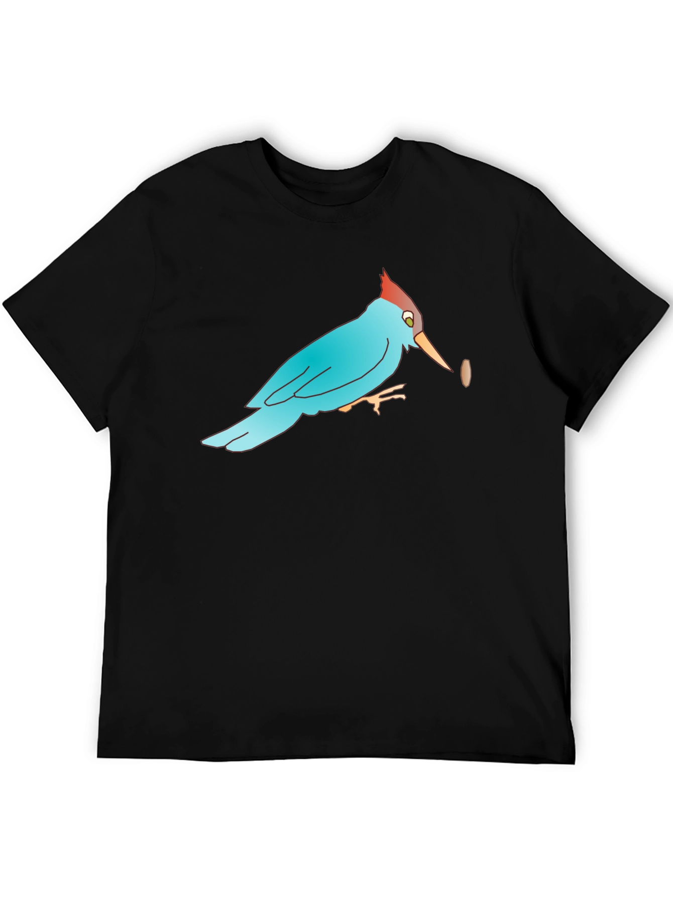 Bird with Bean Graphic Black T-Shirt