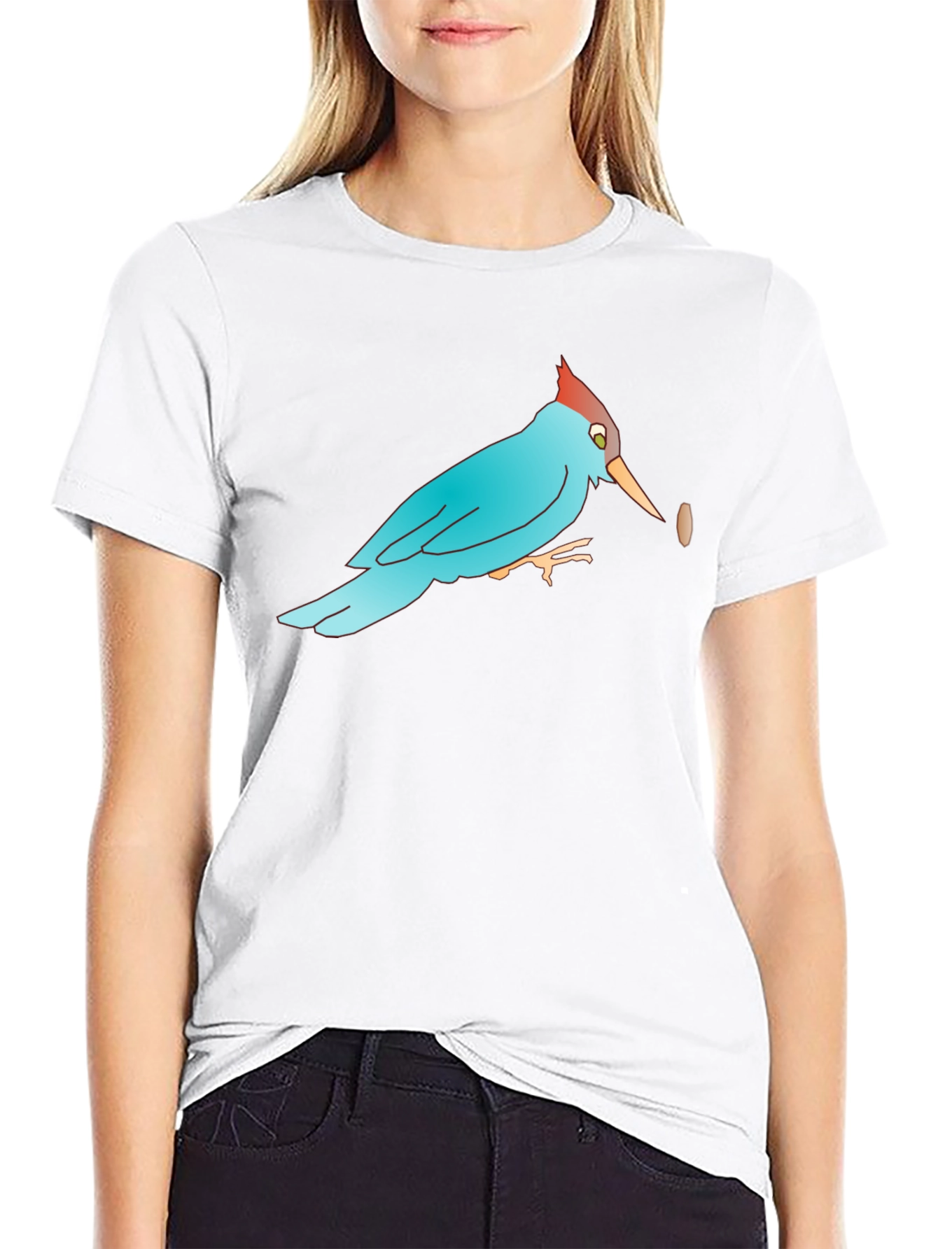 Bird with Bean Graphic Black T-Shirt
