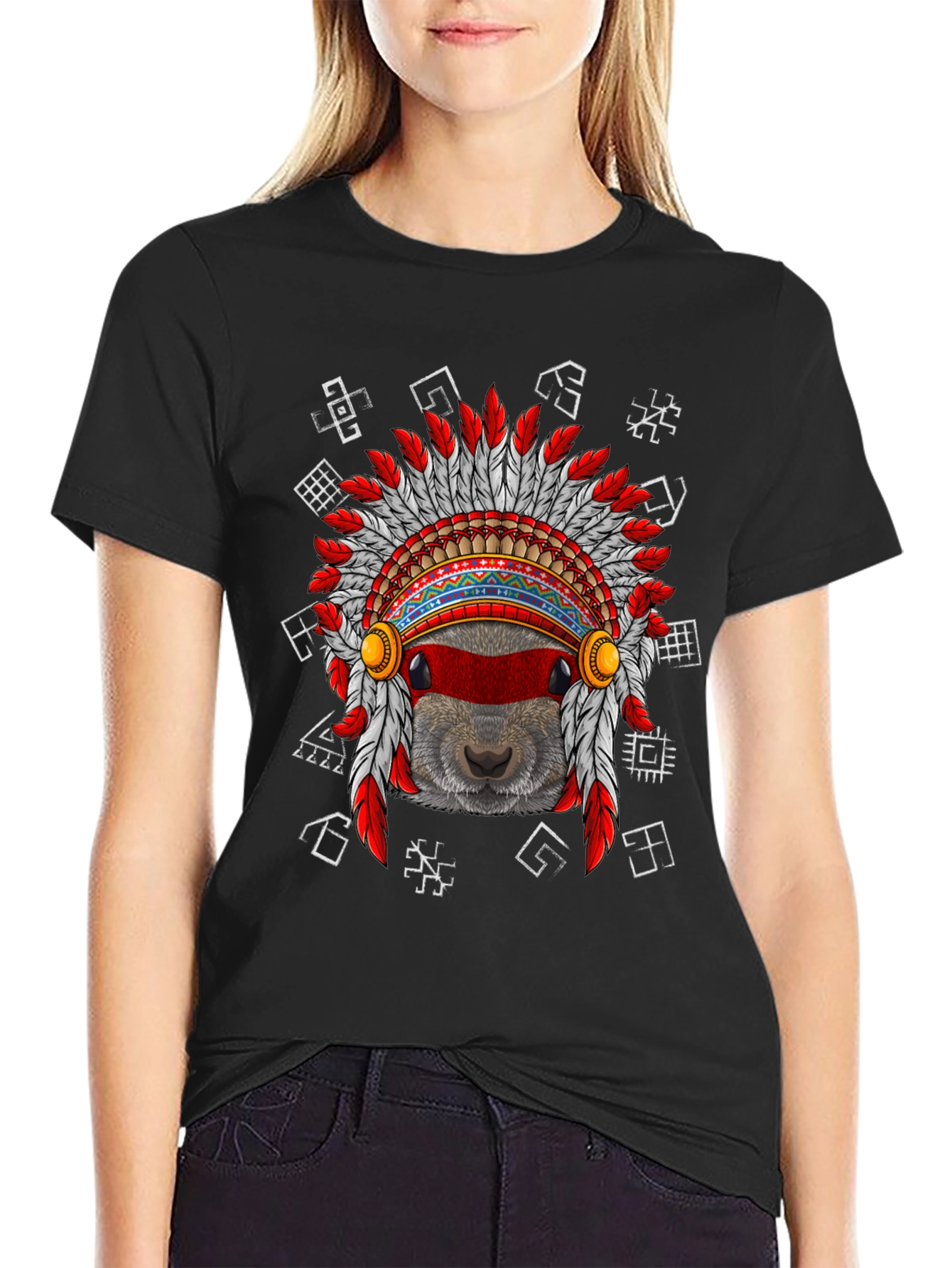 Native American Headdress Beaver T-Shirt