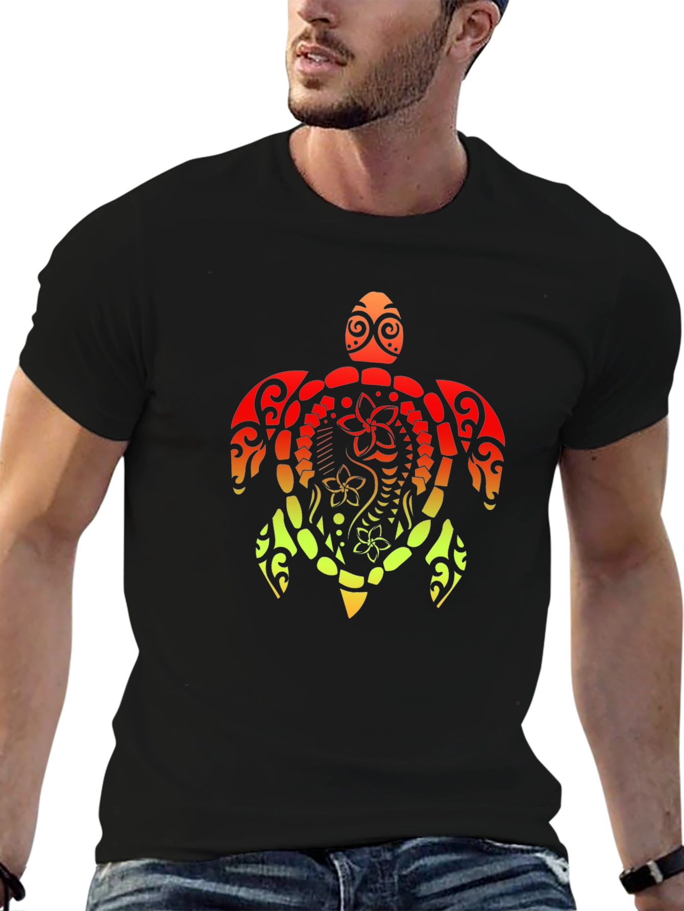 Tribal Turtle Graphic Tee - Black T-Shirt