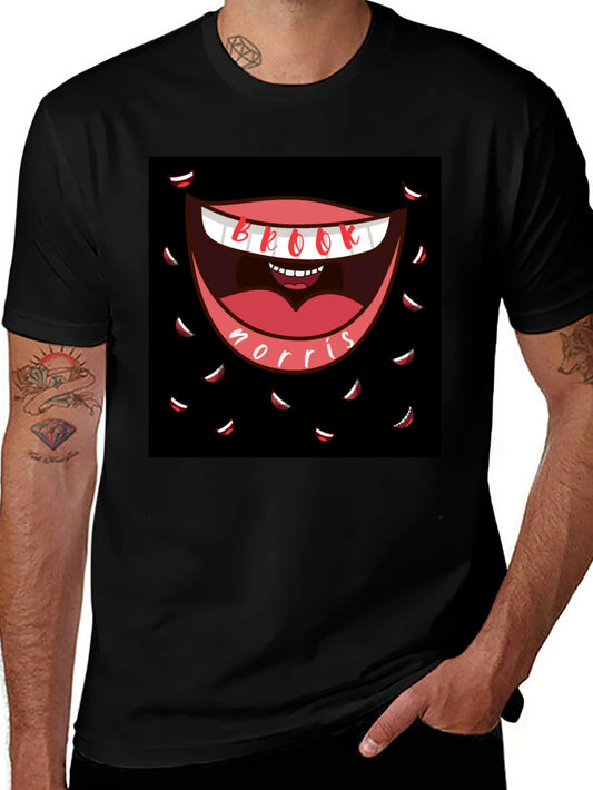 Brook Norris T-Shirt: Black Tee with Funny Mouth Design