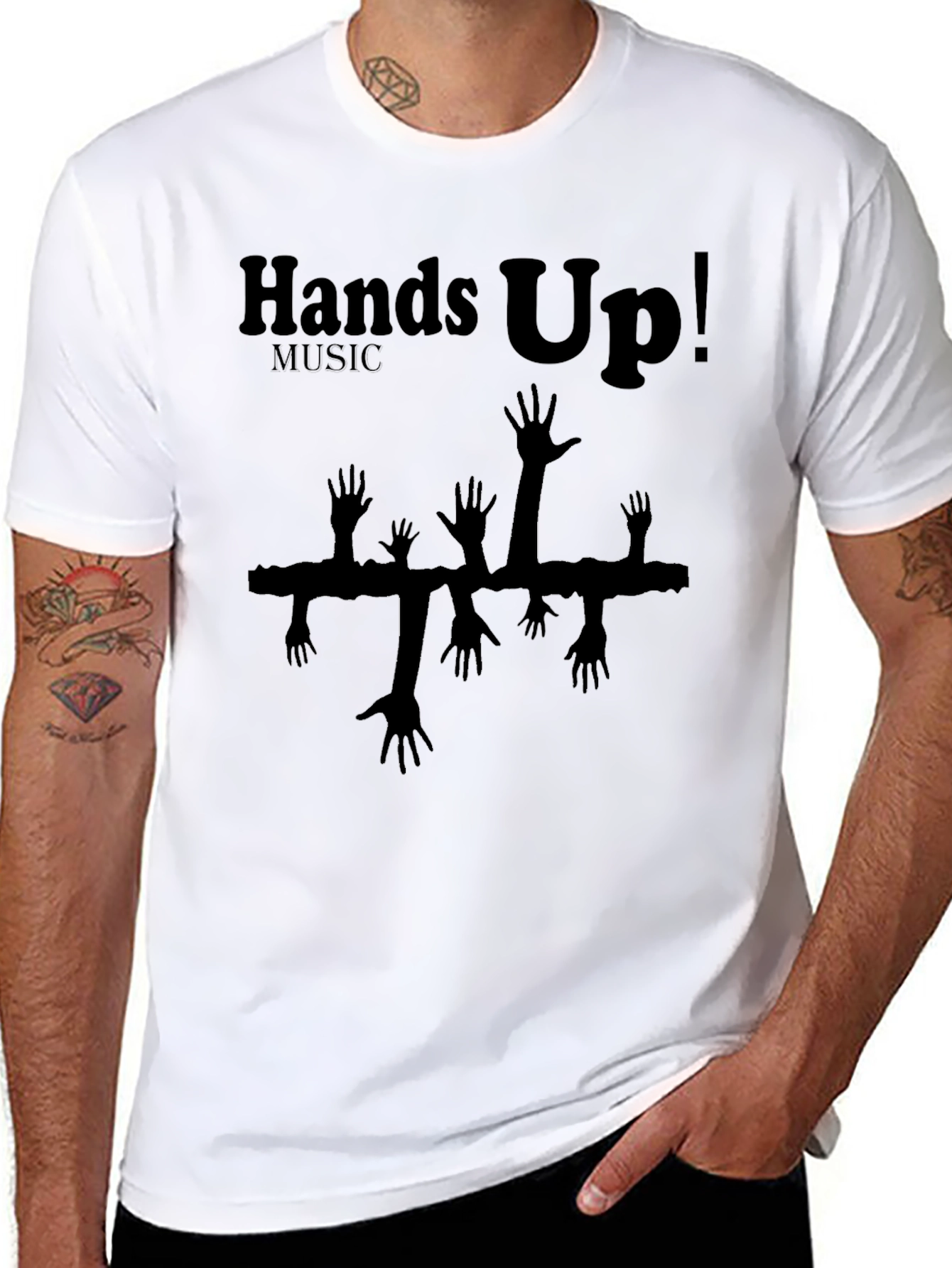 Hands Up! Music Graphic T-Shirt