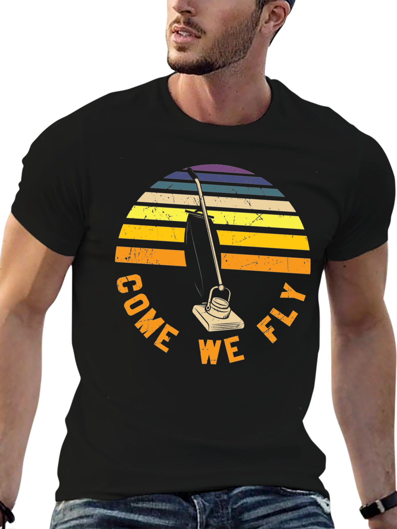 Come We Fly Vacuum T-Shirt Retro Sunset Tee