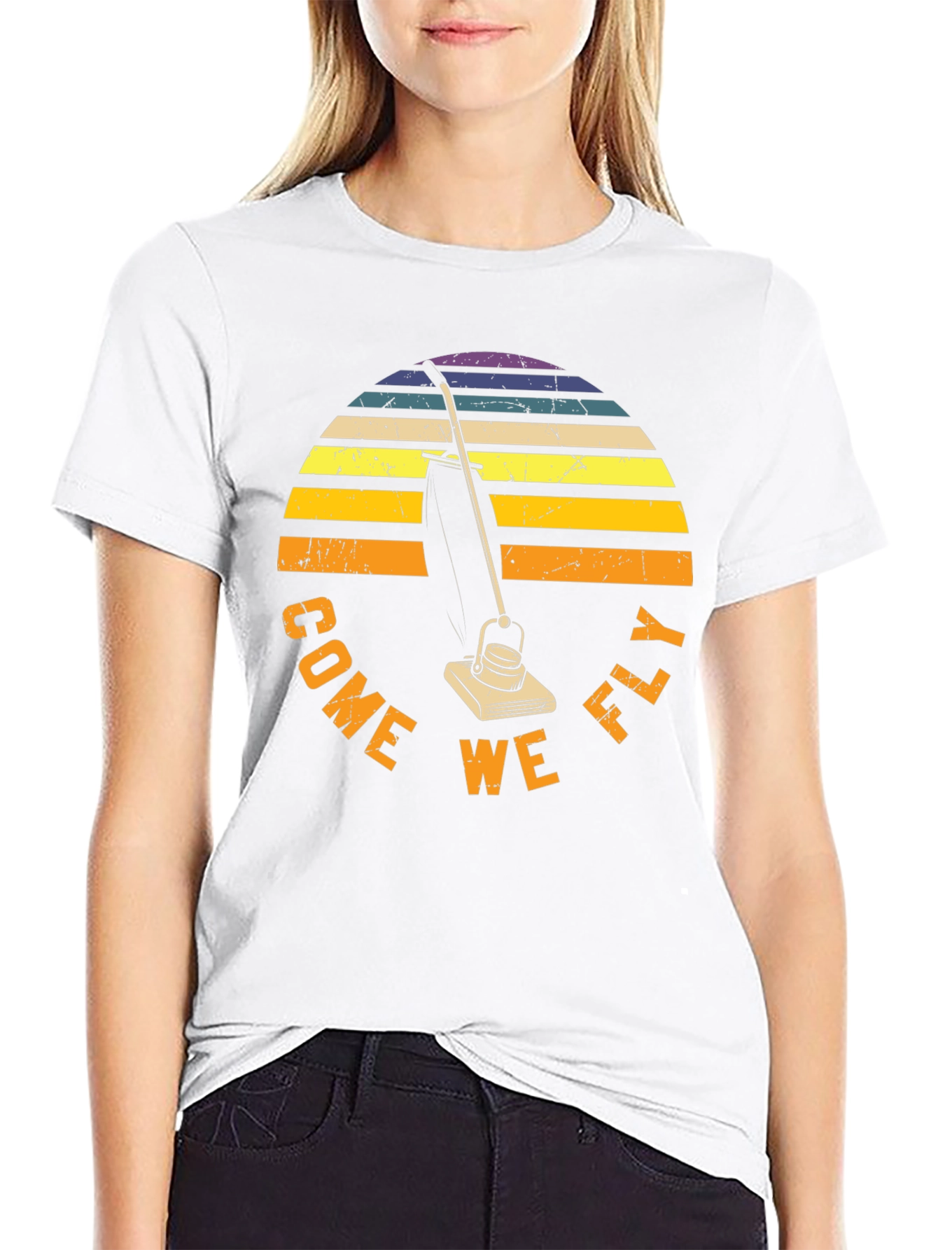 Come We Fly Vacuum T-Shirt Retro Sunset Tee