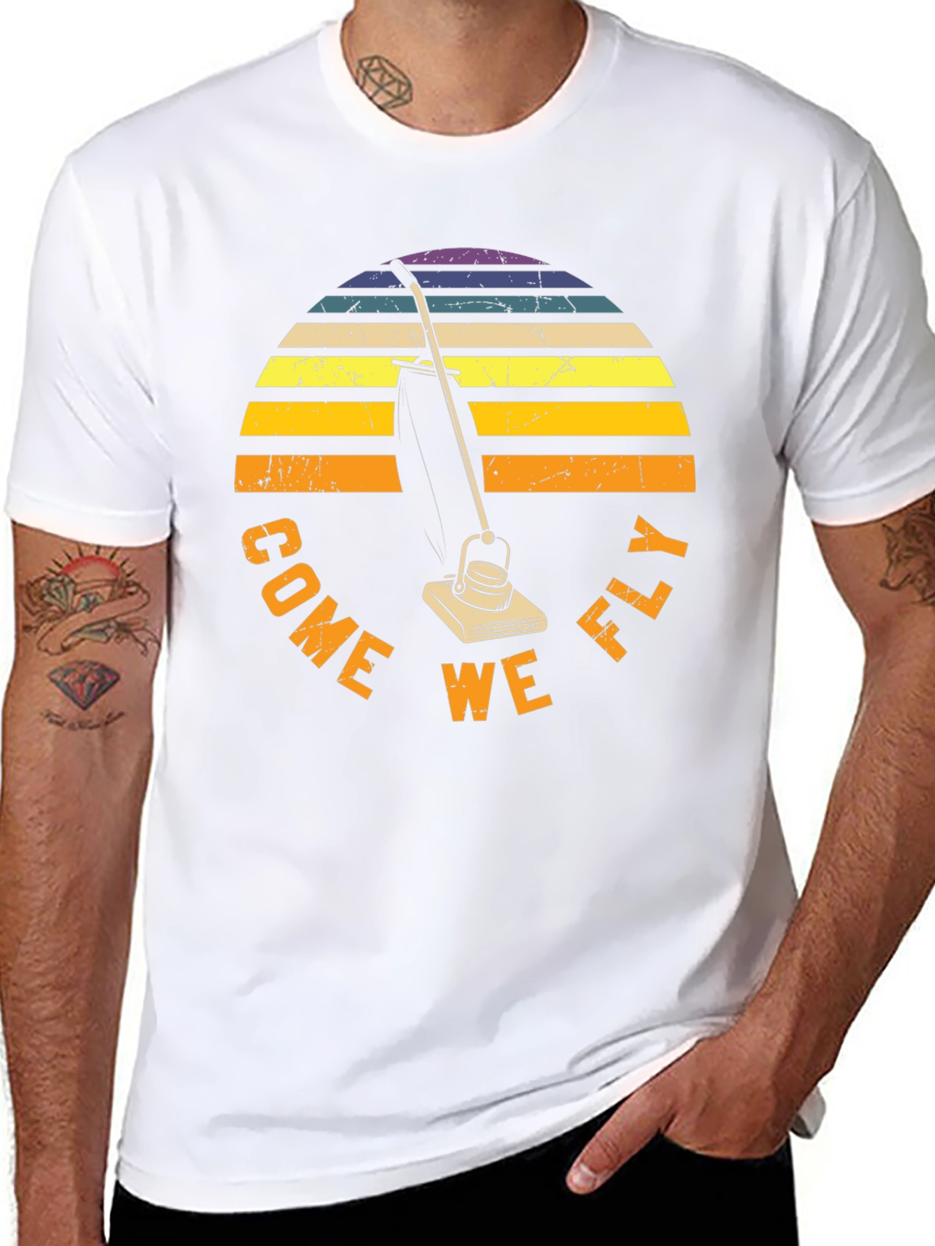 Come We Fly Vacuum T-Shirt Retro Sunset Tee