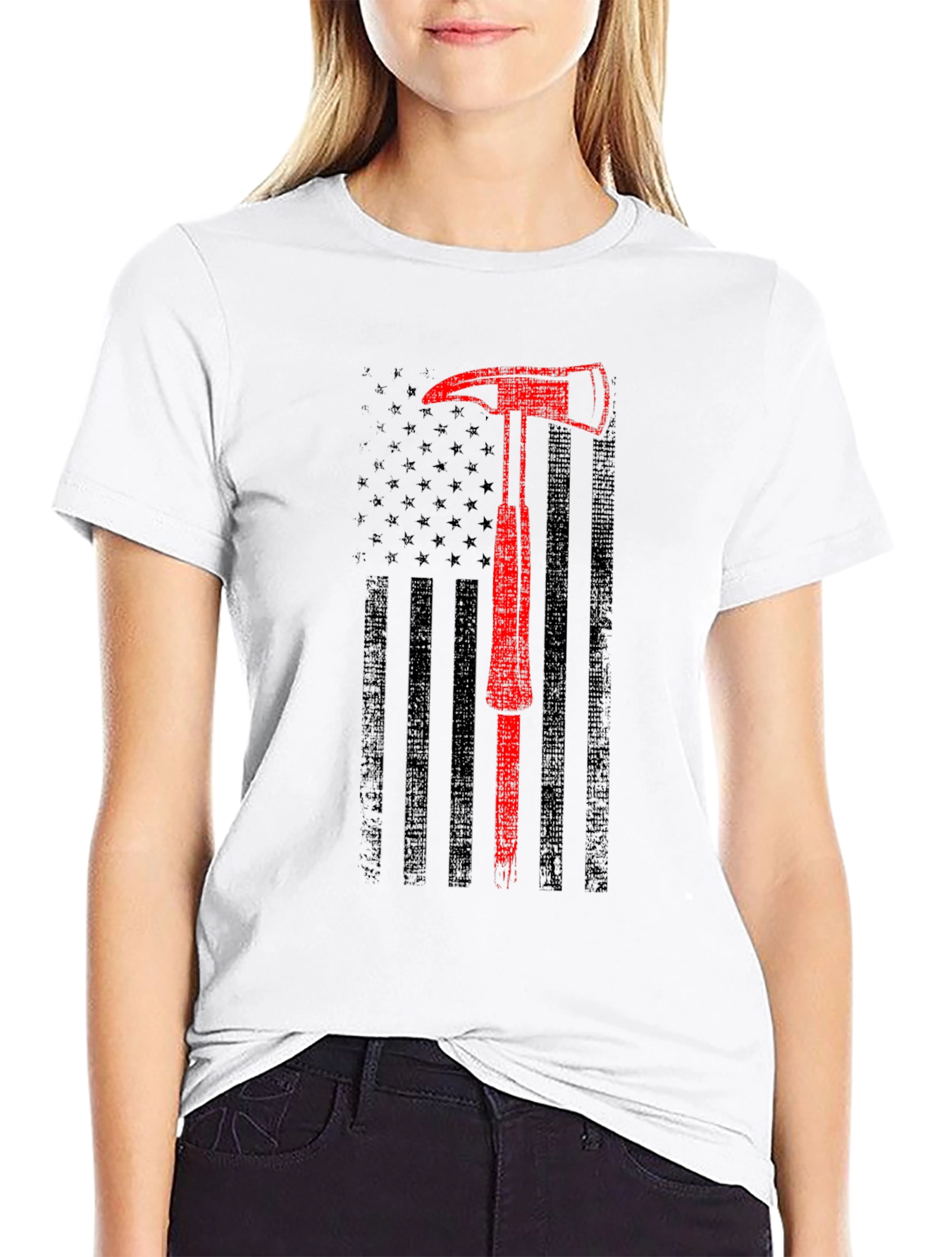 Firefighter Axe American Flag T-Shirt