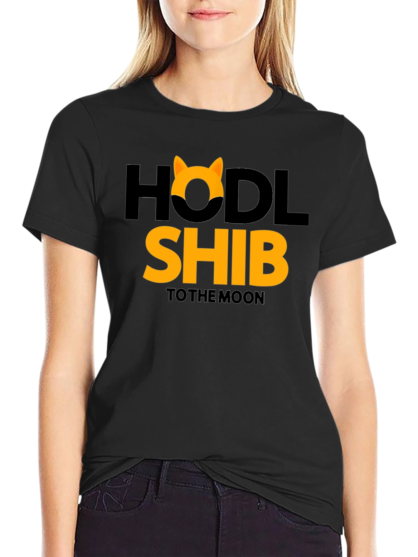 HODL Shib to the Moon Black T-Shirt