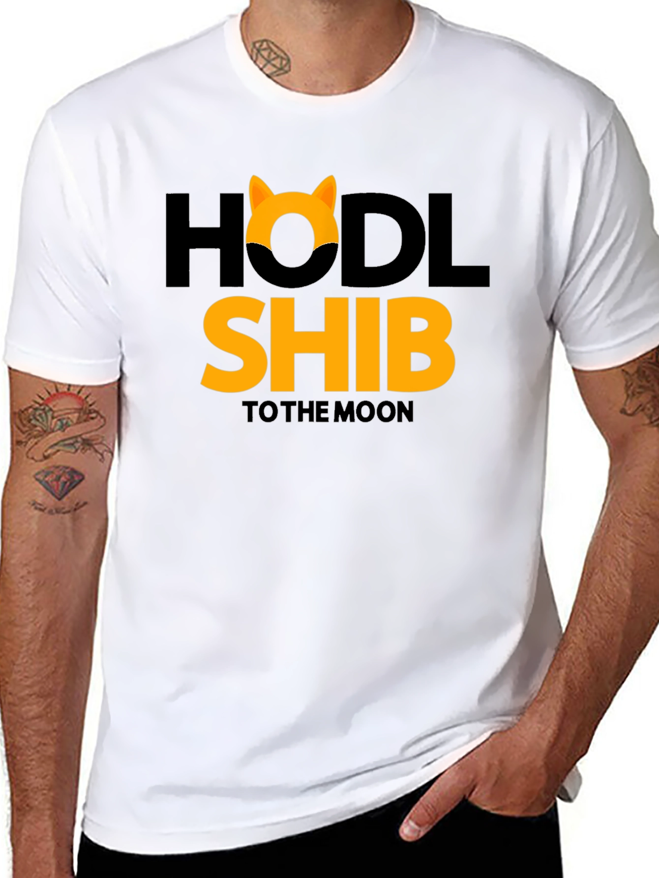 HODL Shib to the Moon Black T-Shirt