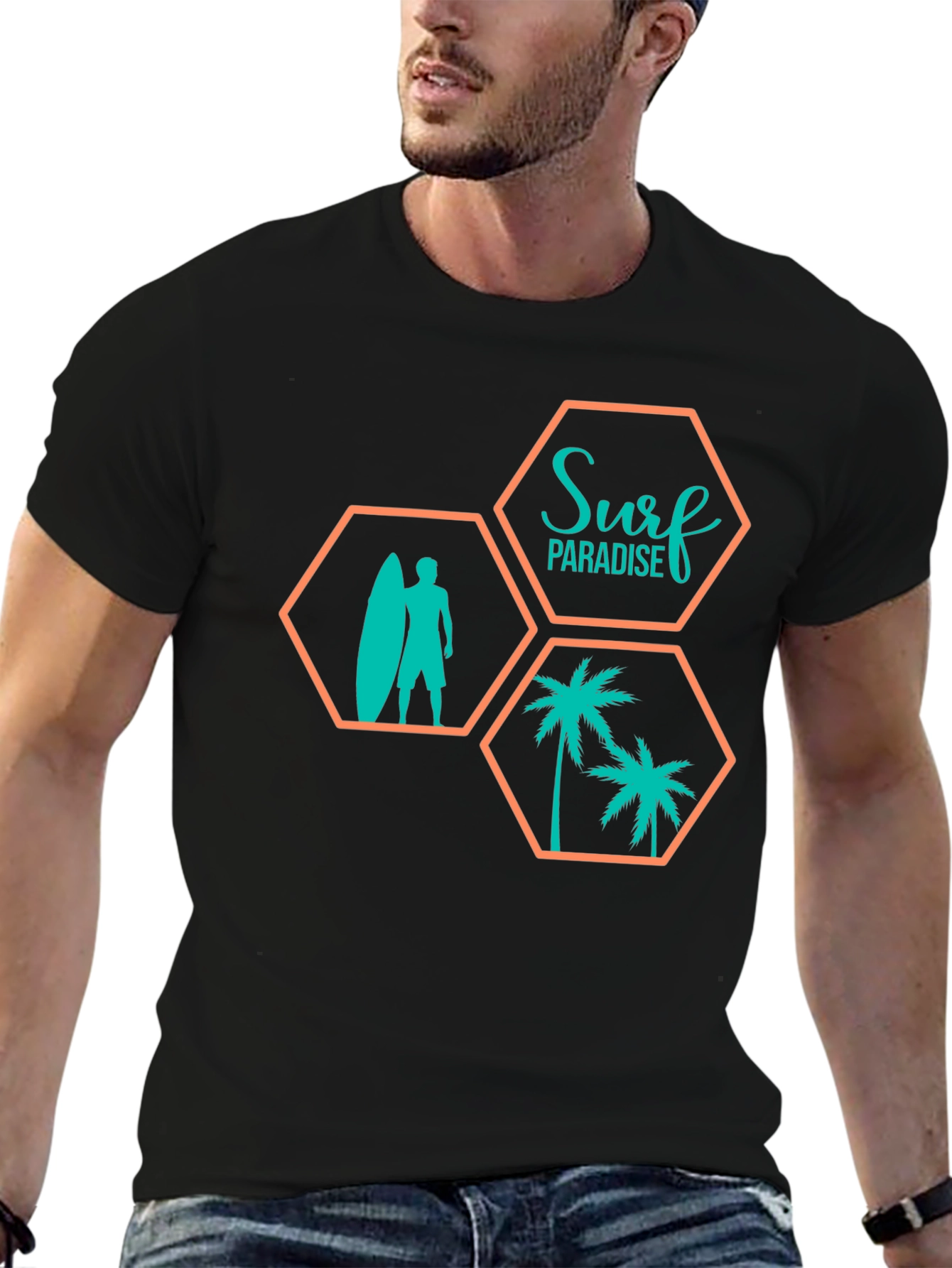 Surf Paradise Graphic Tee - Mens Black T-Shirt