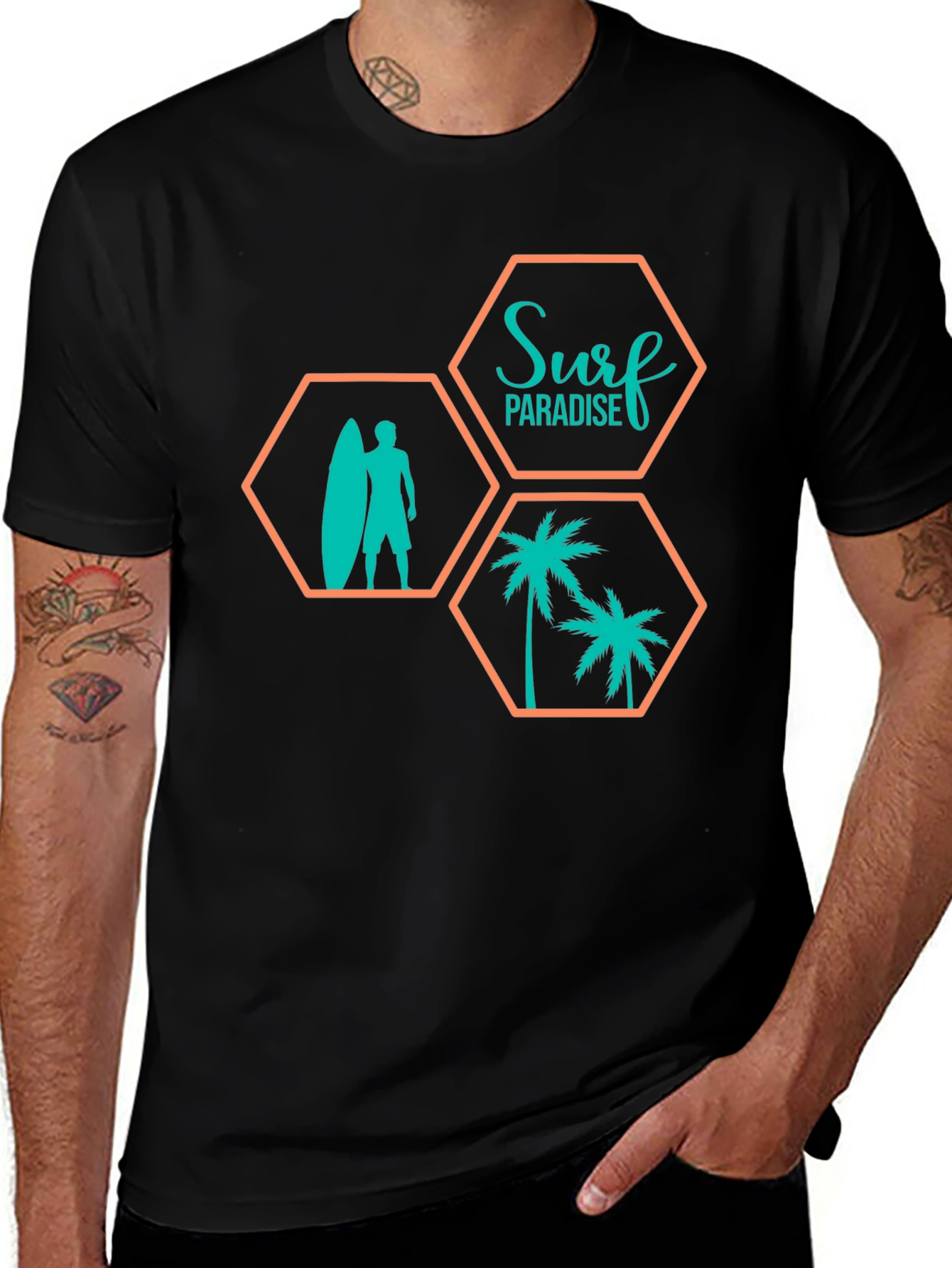 Surf Paradise Graphic Tee - Mens Black T-Shirt