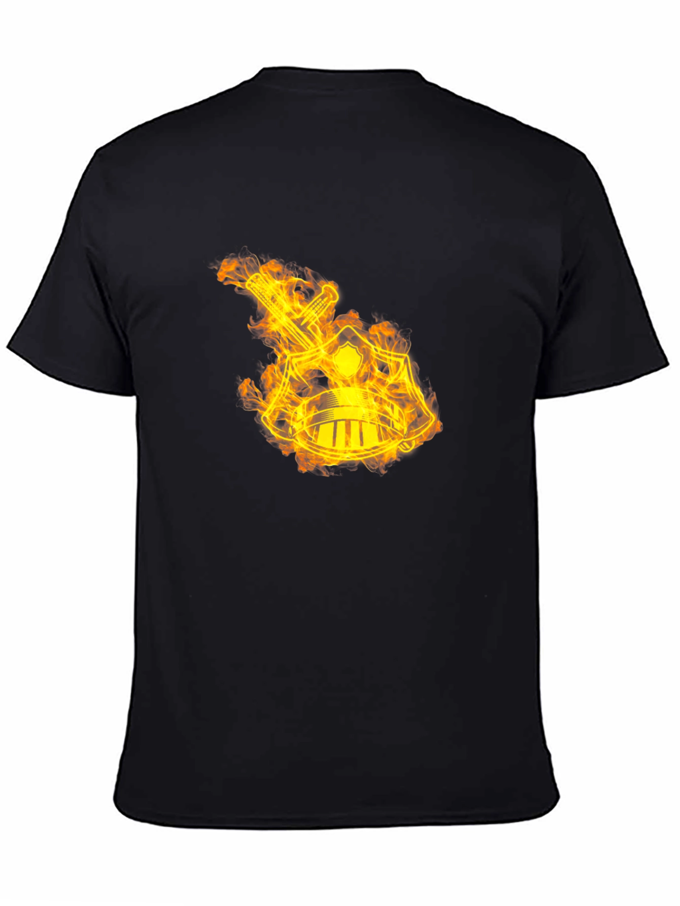 Flaming Sword & Shield Black T-Shirt