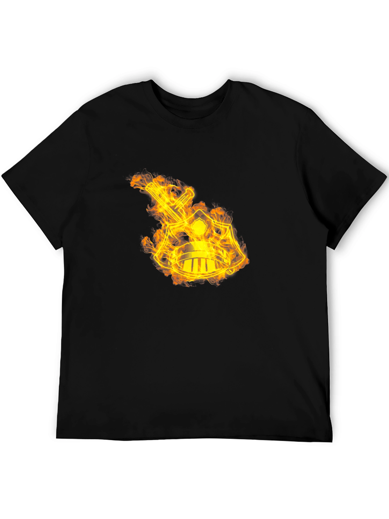 Flaming Sword & Shield Black T-Shirt