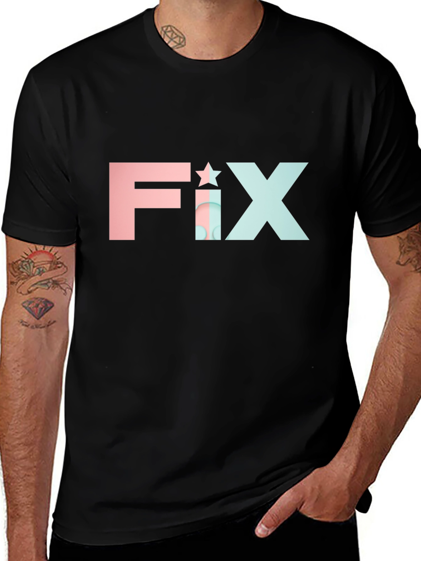 FIX Star Graphic Tee - Modern Black T-Shirt