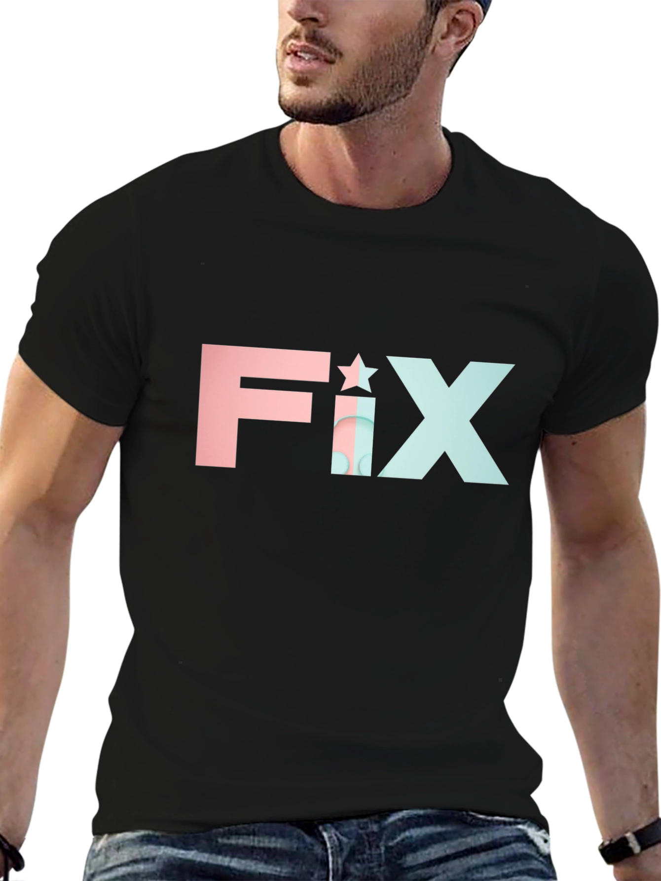 FIX Star Graphic Tee - Modern Black T-Shirt