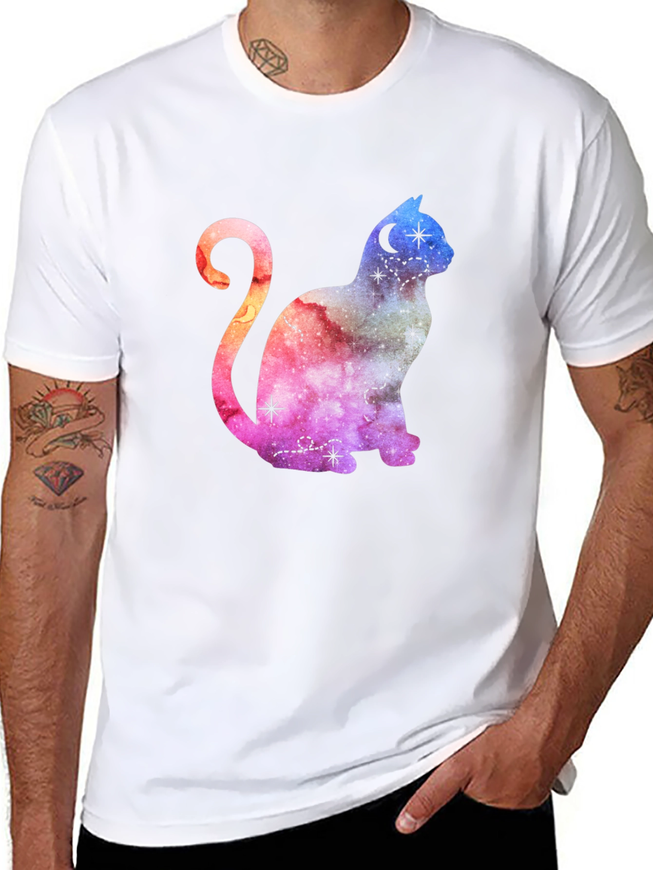 Cosmic Cat Graphic T-Shirt - Stylish Unisex Tee