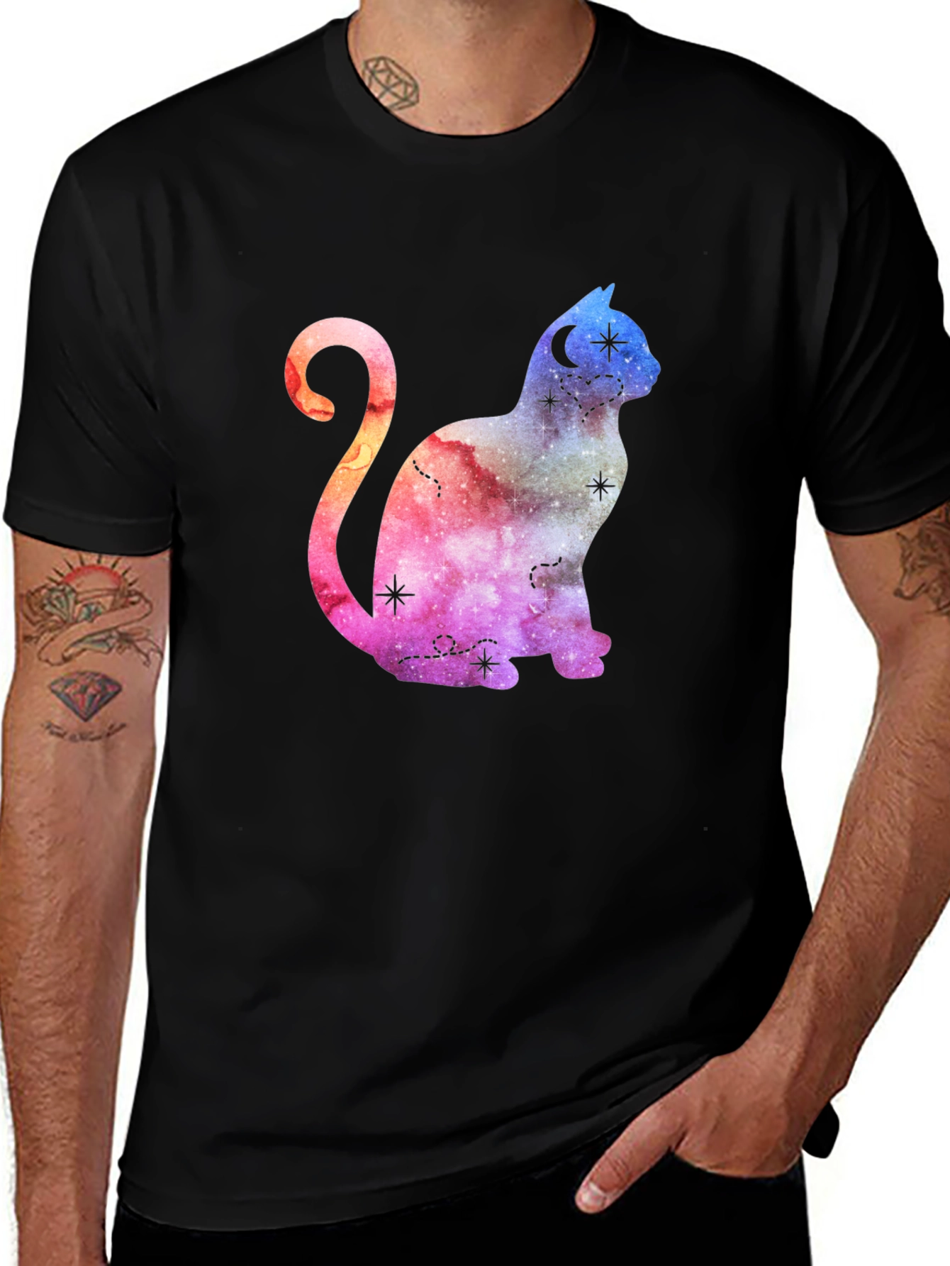 Cosmic Cat Graphic T-Shirt - Stylish Unisex Tee